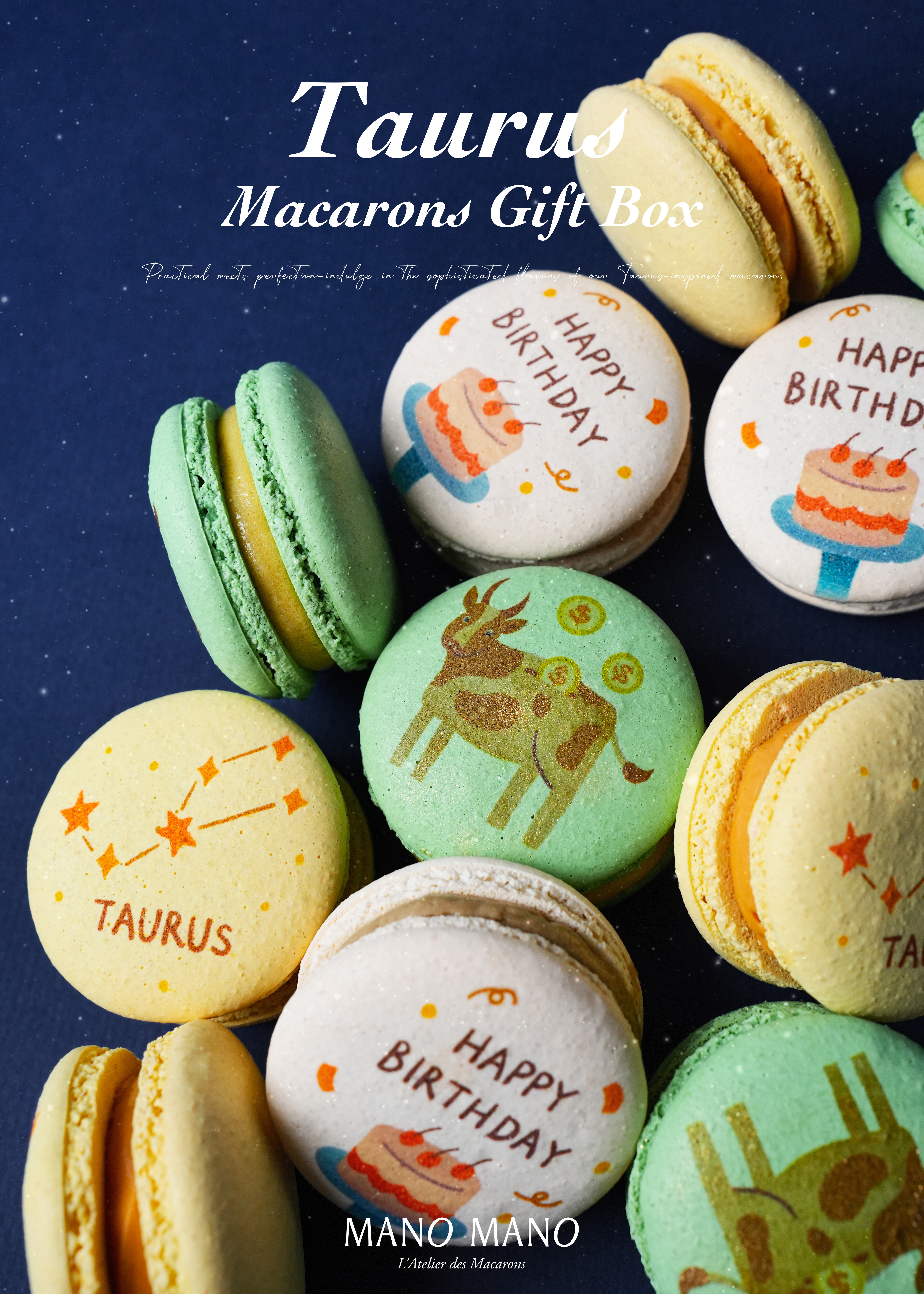 【金牛座專屬】MANO MANO 獨家設計款馬卡龍禮盒｜3入