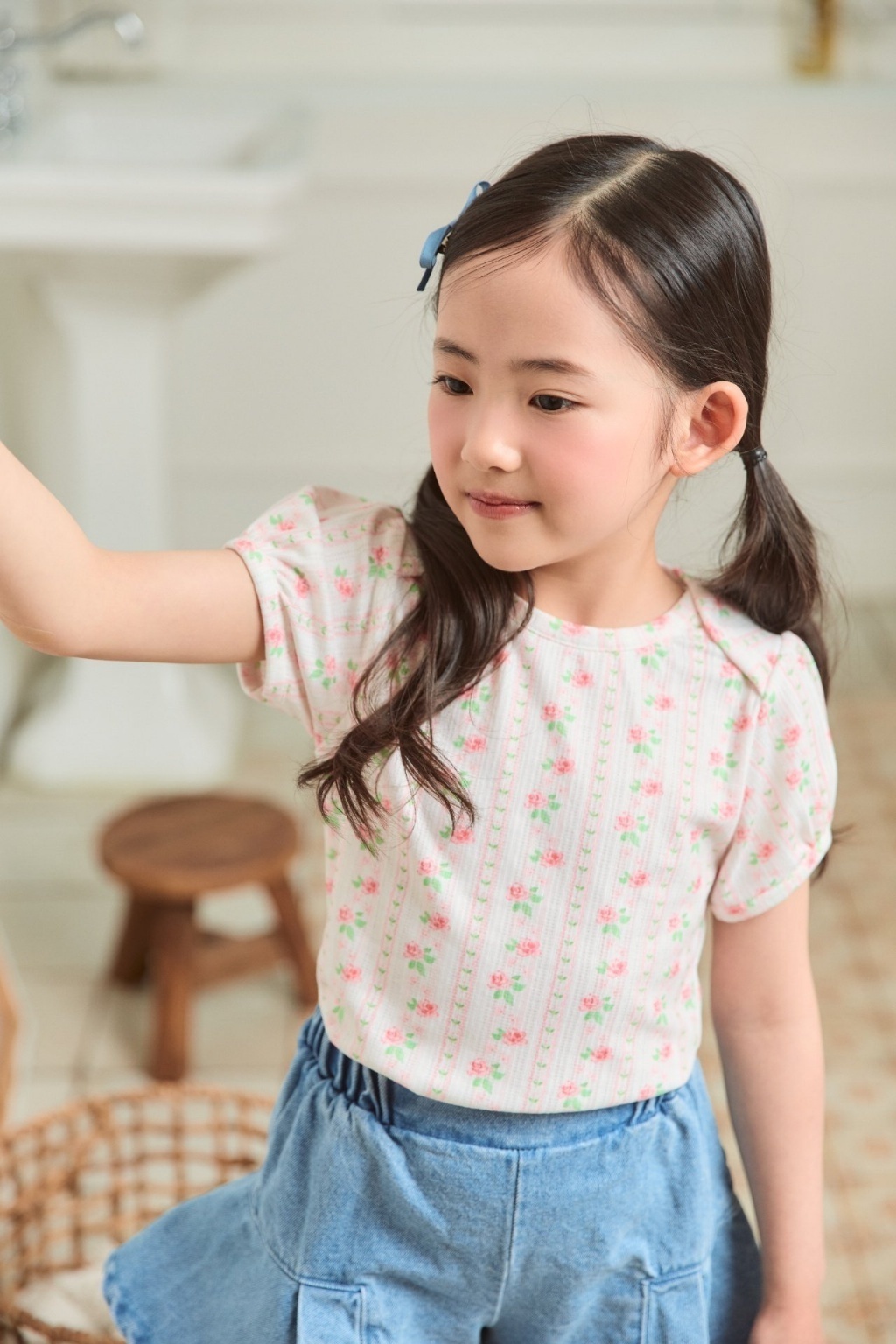 正韓夏bbb 兩色小花束上衣