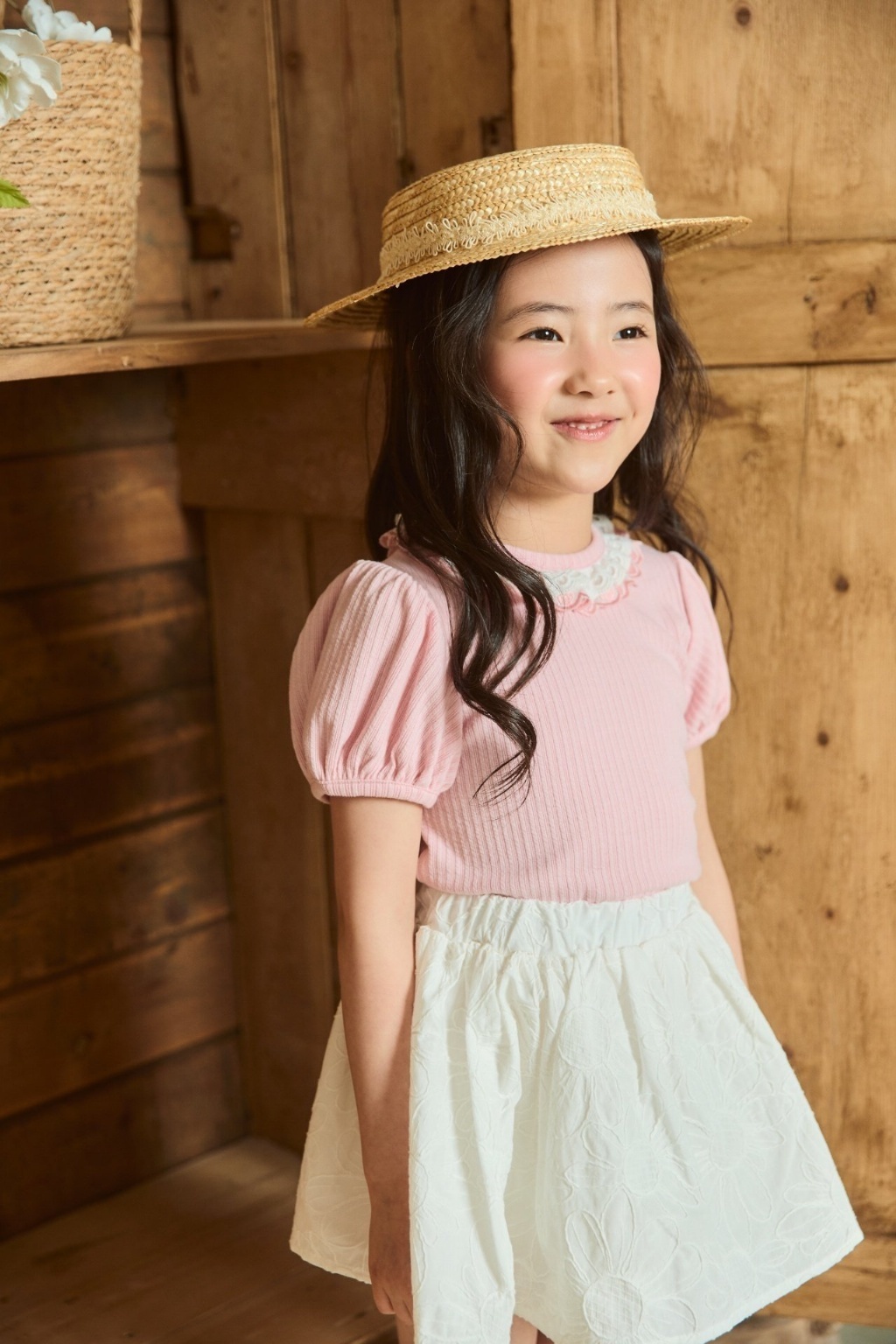 正韓夏bbb 兩色奶油花上衣