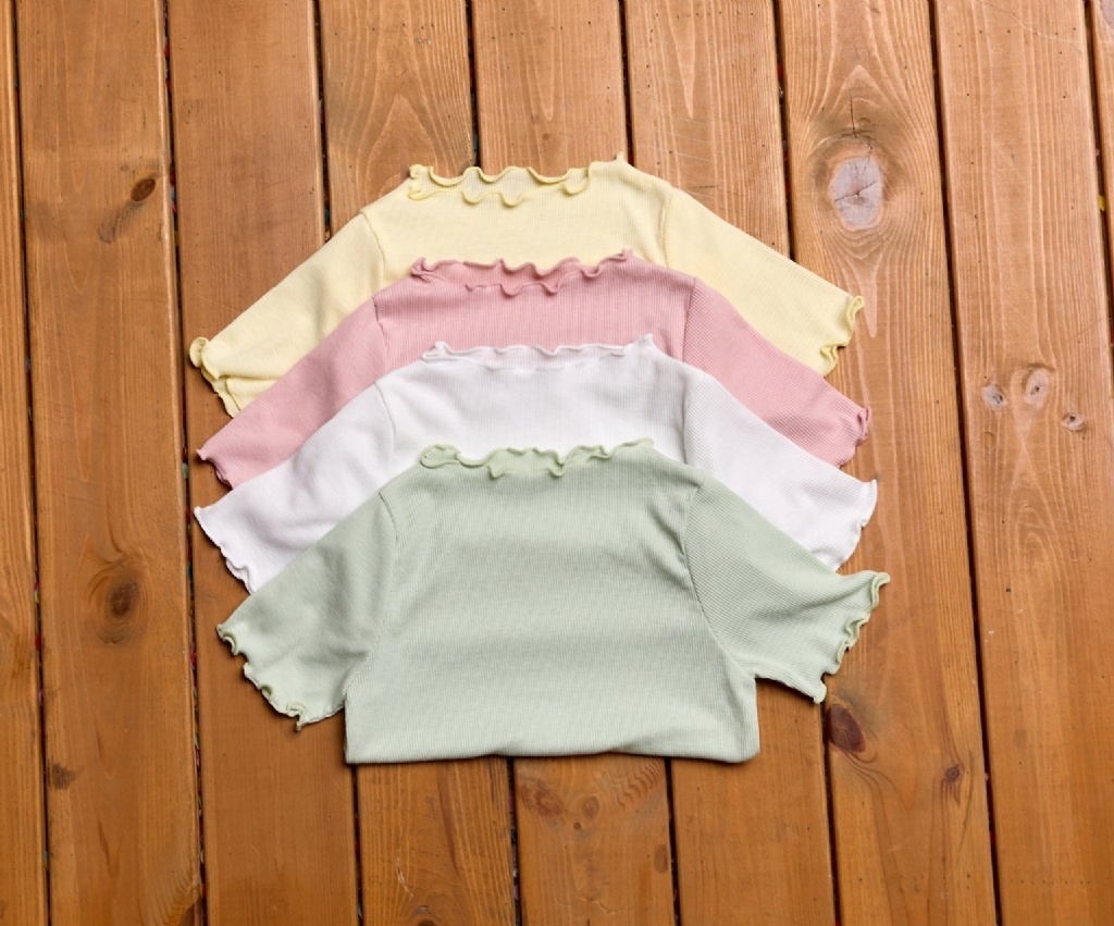 正韓夏bbb 四色捲邊木耳上衣