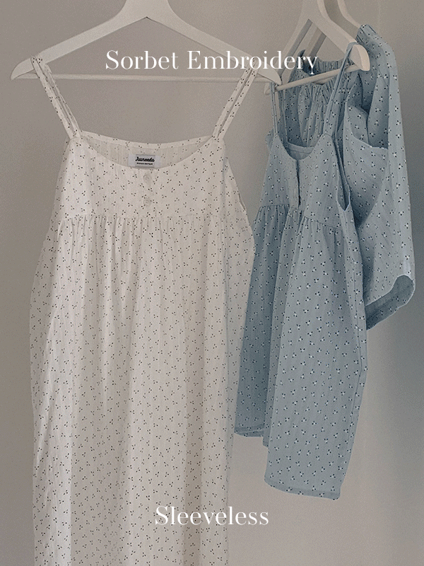[2,000件熱銷] Juuneedu｜[吊帶睡衣] Sorbet Embroidery Sleeveless Pajama（☁️關鍵字J212)
