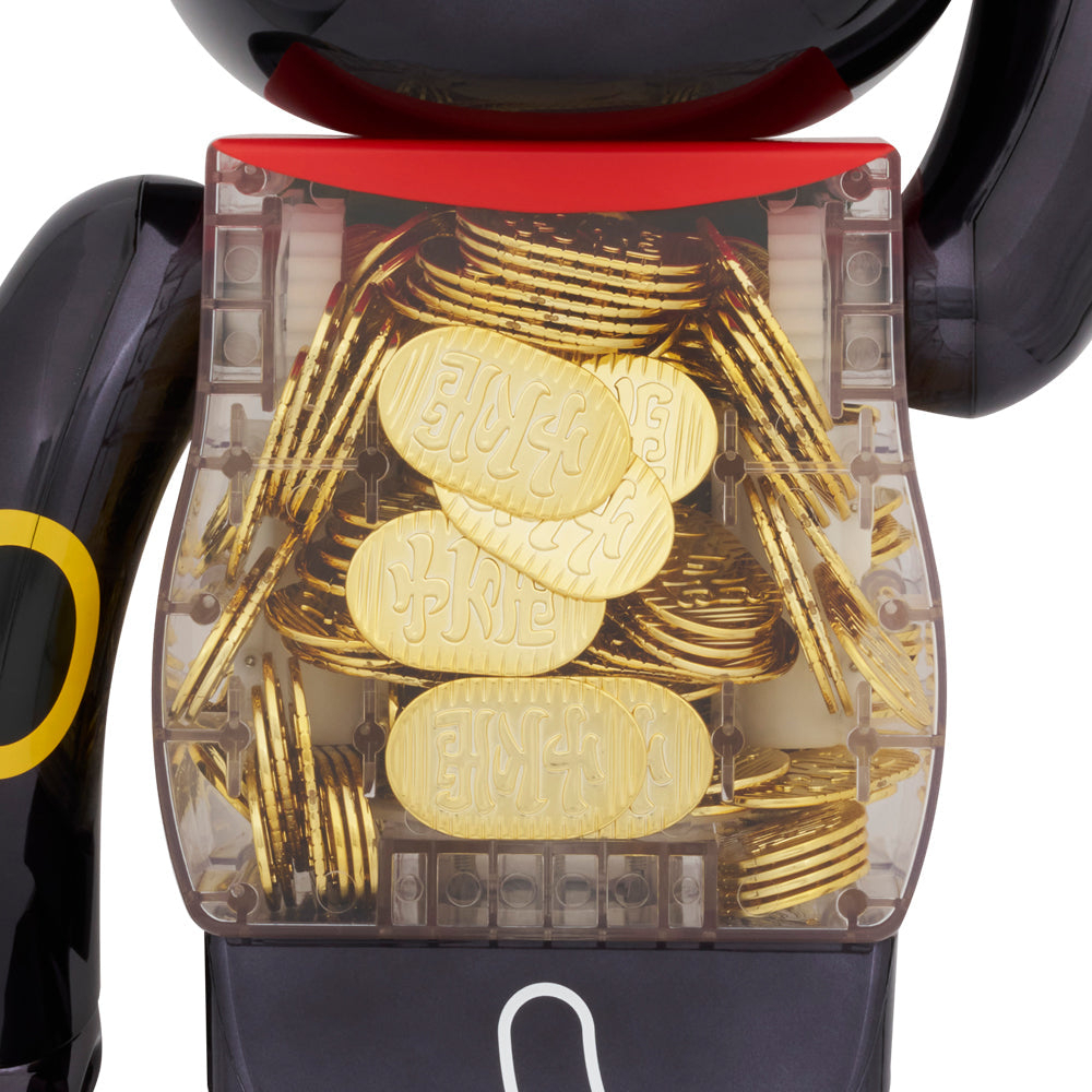 [預訂] Medicom BE@RBRICK 招財貓橢圓形千萬亮黑鍍 1000%