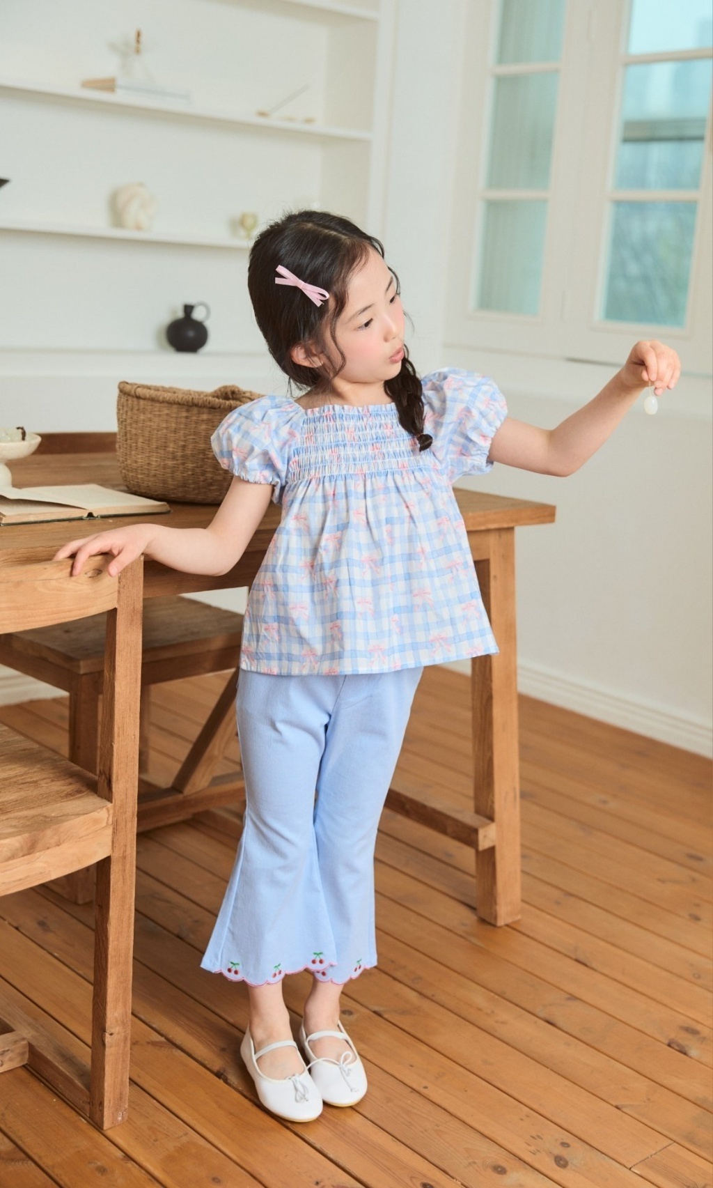 正韓夏bbb 三色波浪滾邊喇叭褲