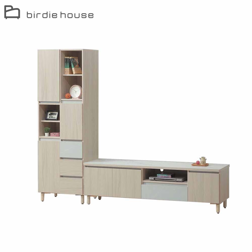 柏蒂家居-夏曼8.2尺L型電視櫃組合(2.2尺開放式展示櫃+6尺電視長櫃)