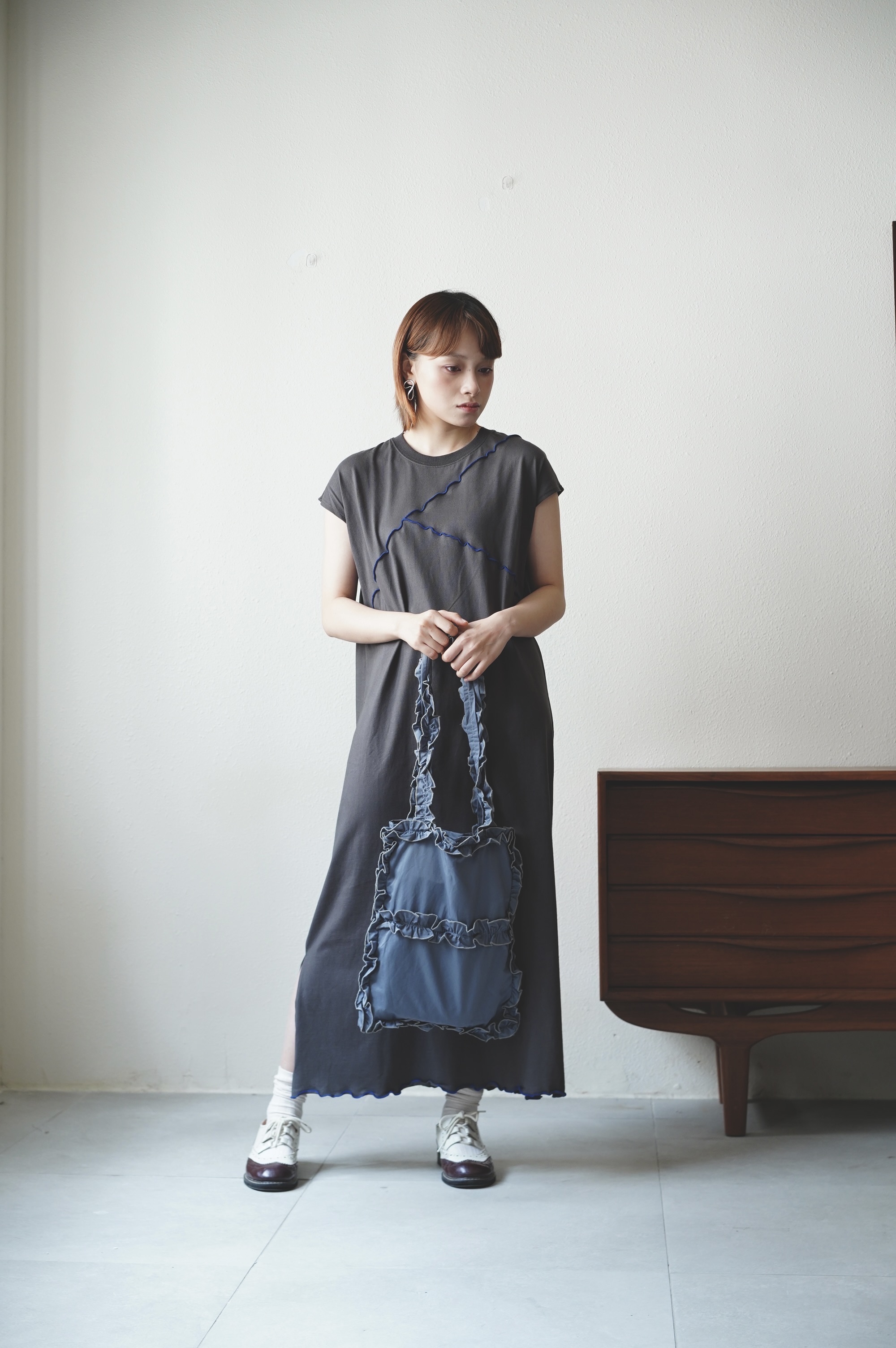 卷邊翼袖棉質連身裙 - OP62040