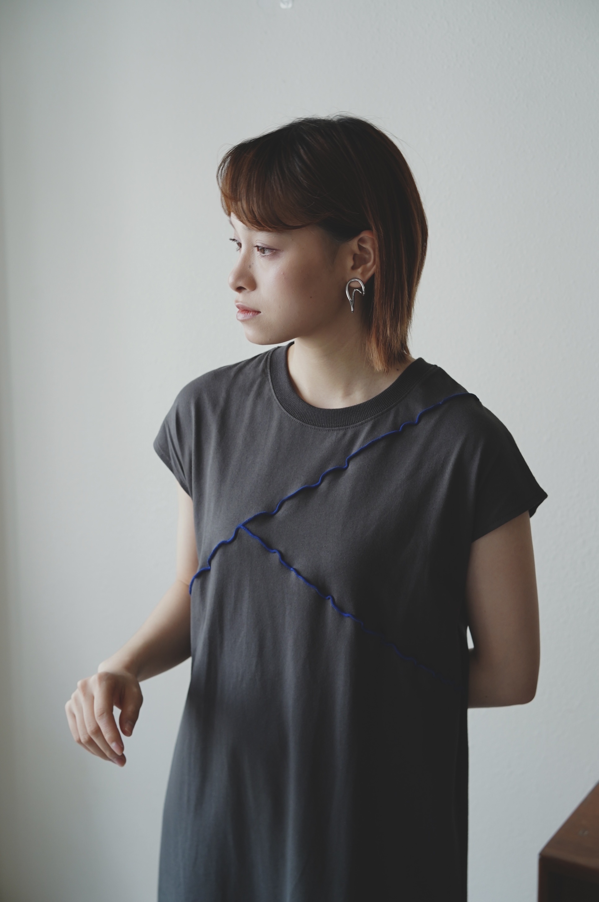 卷邊翼袖棉質連身裙 - OP62040