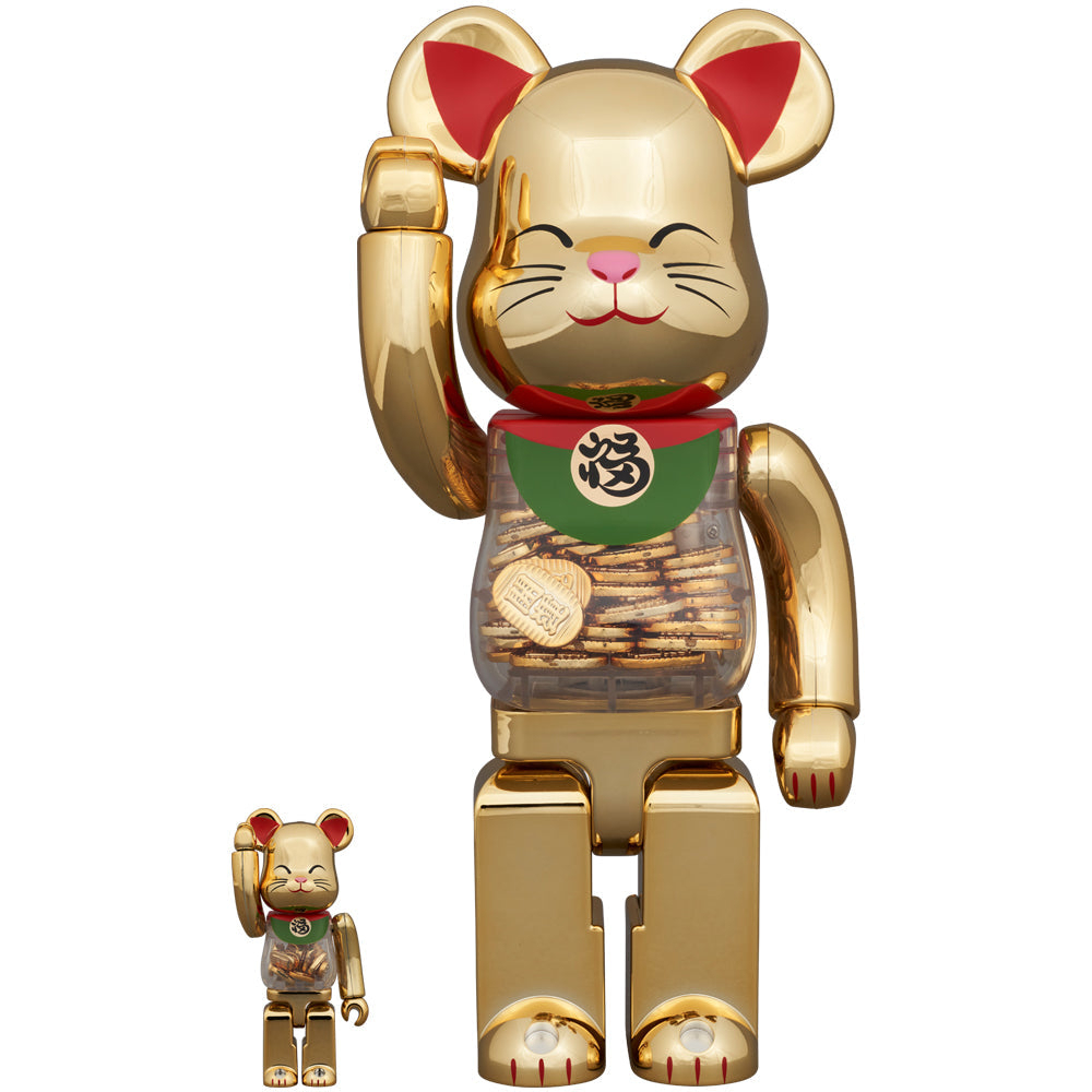 [預訂] Medicom BE@RBRICK 招財貓橢圓形好運鍍金 100% 和 400%