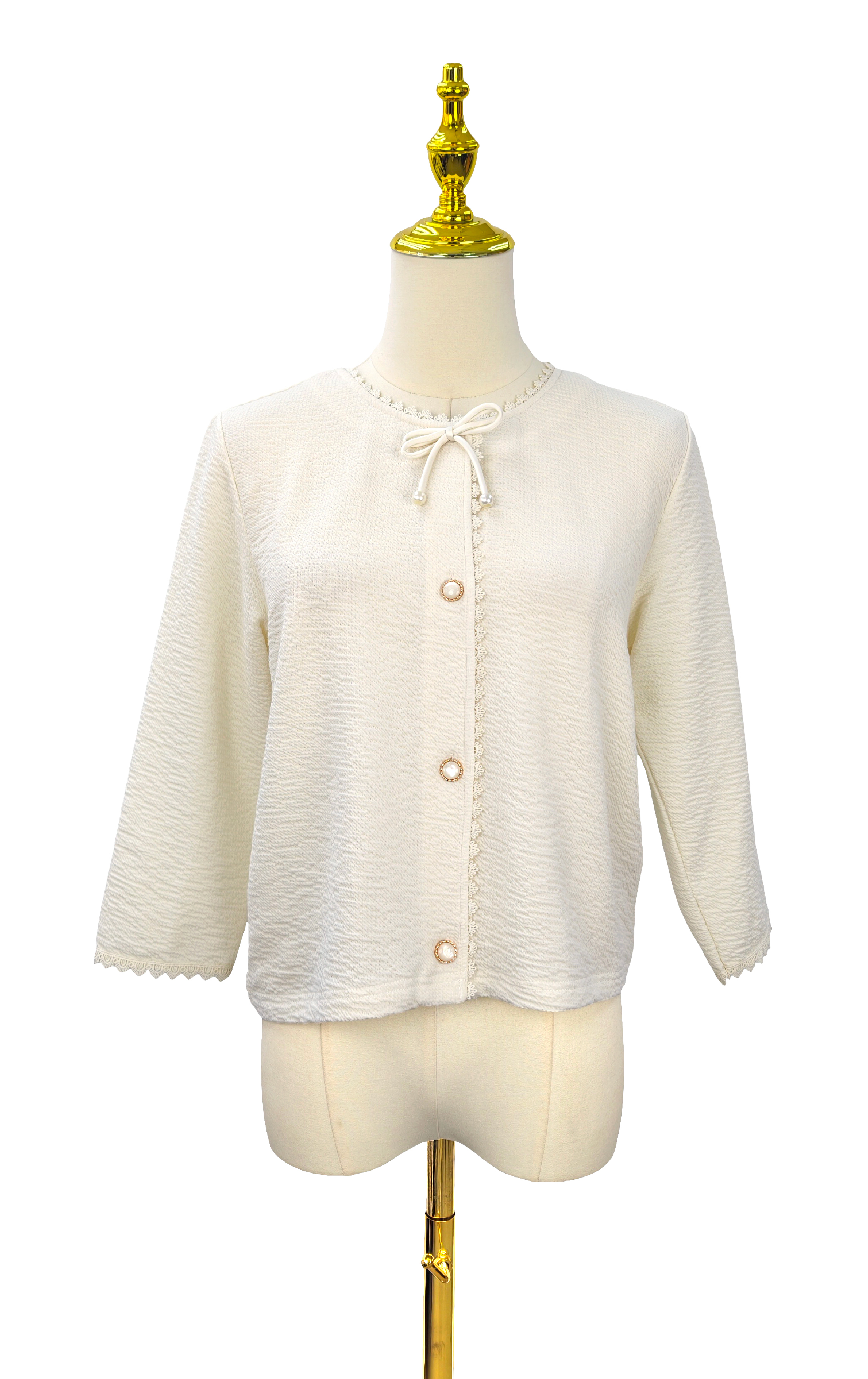 花邊鈕扣針織上衣 CD0632