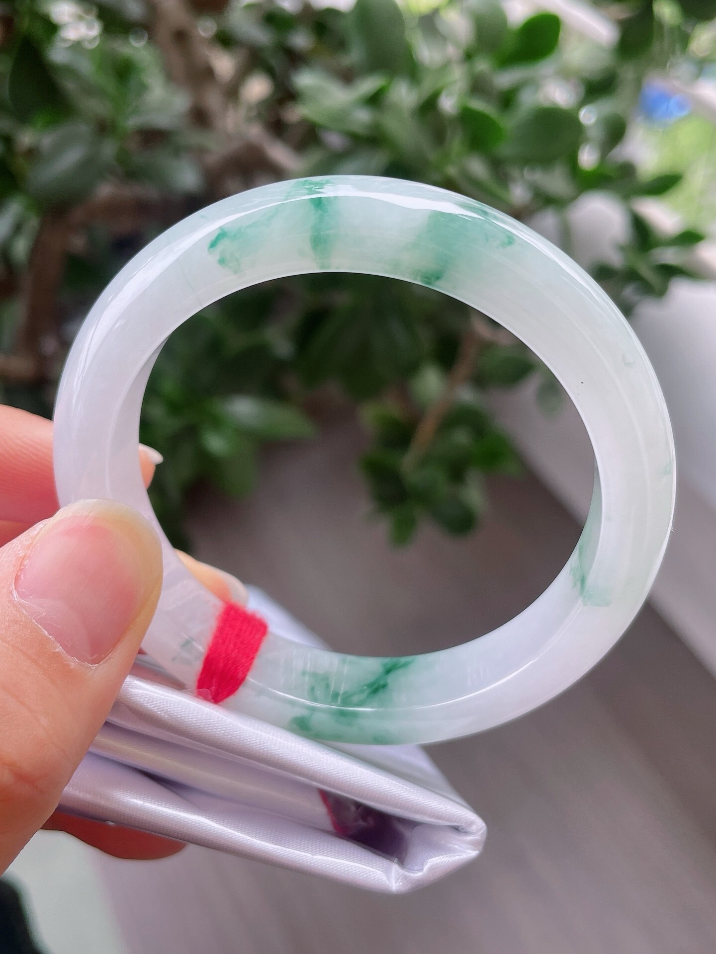 329125 54.5mm冰飄花正圈翡翠手鐲 (54-56)