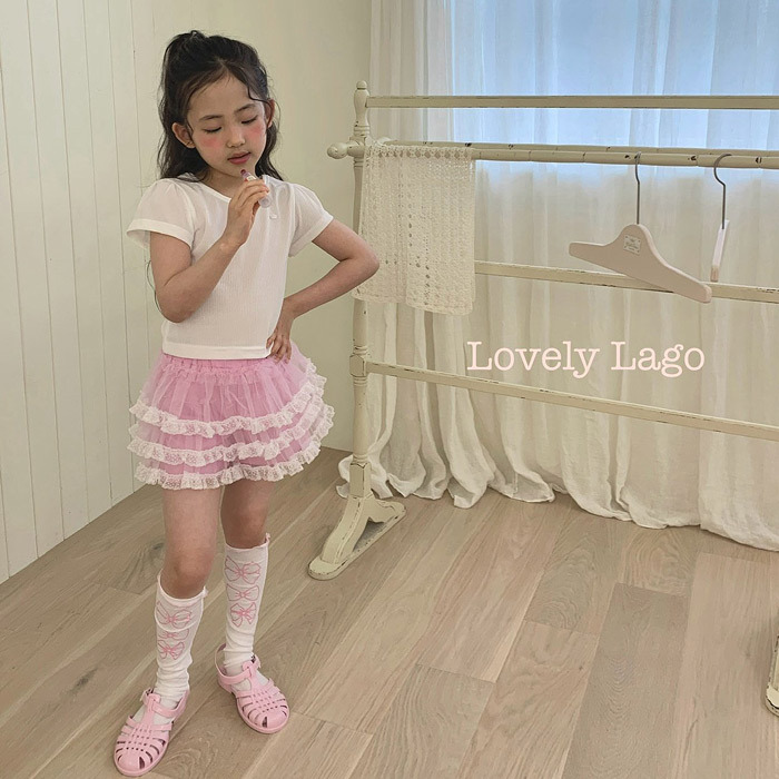正韓夏LAGO 兩色夢幻蕾絲拼接裙褲