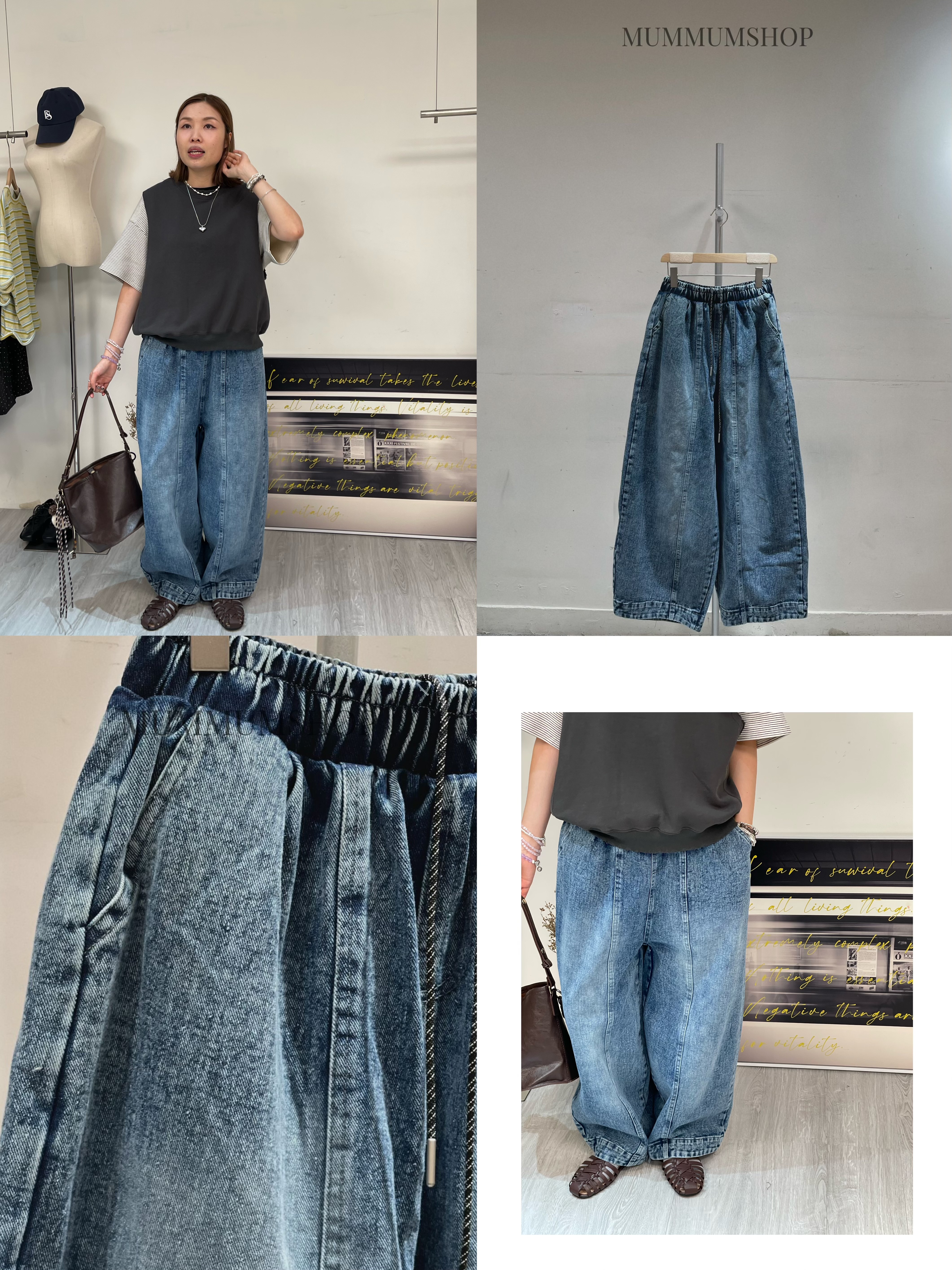 03720a/粗線條內線水洗牛仔褲　28-44/46/39