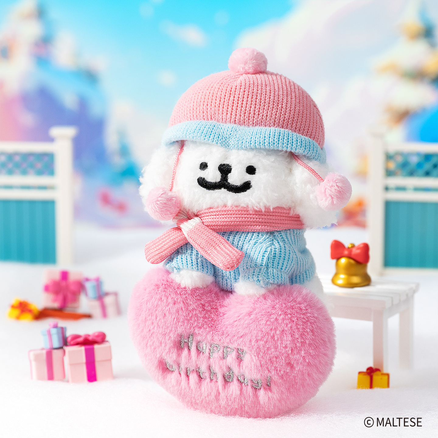 線條小狗生日冬裝絨毛吊飾 [共2款可選擇]