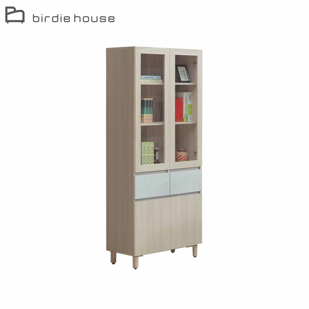 柏蒂家居-夏曼2.7尺四門中二抽書櫃/收納置物櫃/展示櫃