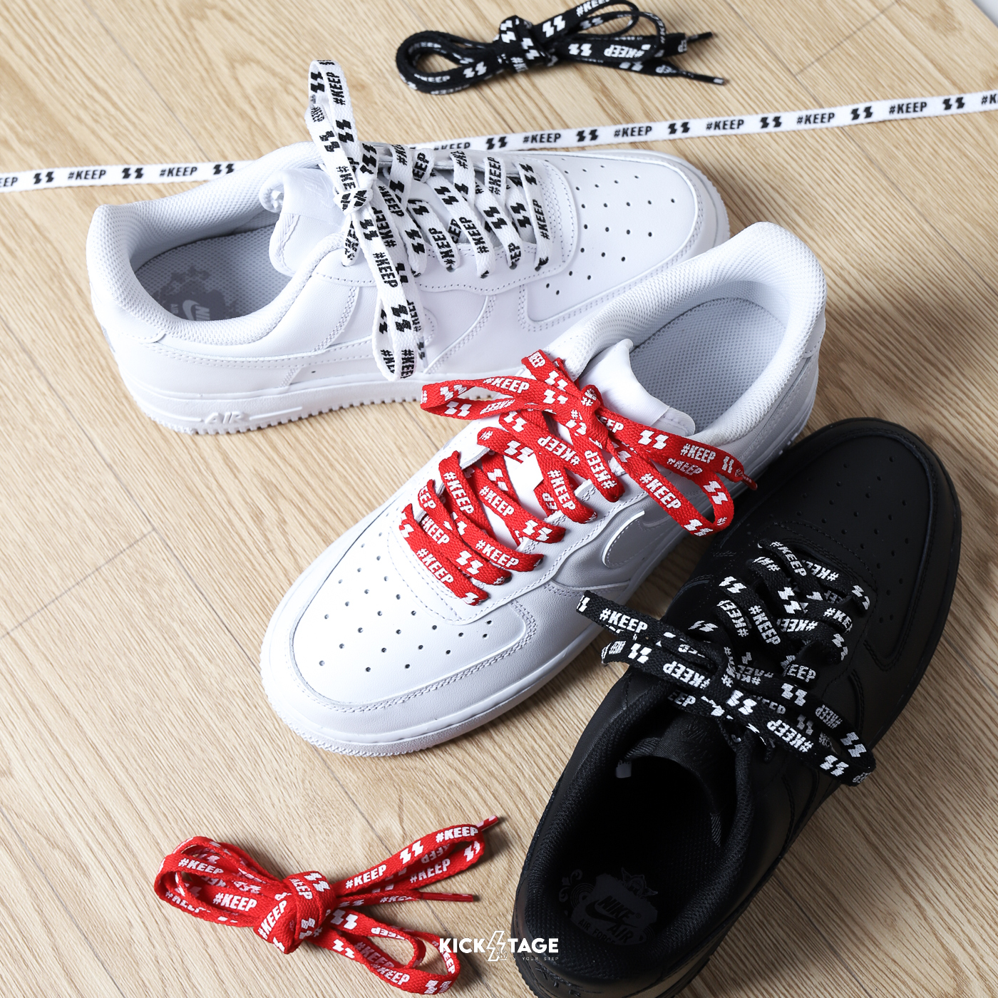 #KEEP SHOELACE 白色 紅色 黑色 扁平 寬版 蝴蝶結 DIY 一組兩條 145CM 滿版 扁鞋帶【KS341】