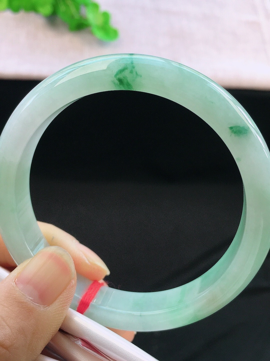 329129 62.7mm冰飄花翡翠手鐲 (62以上)