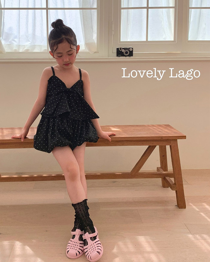 正韓夏LAGO 兩色波點蝴蝶結背心