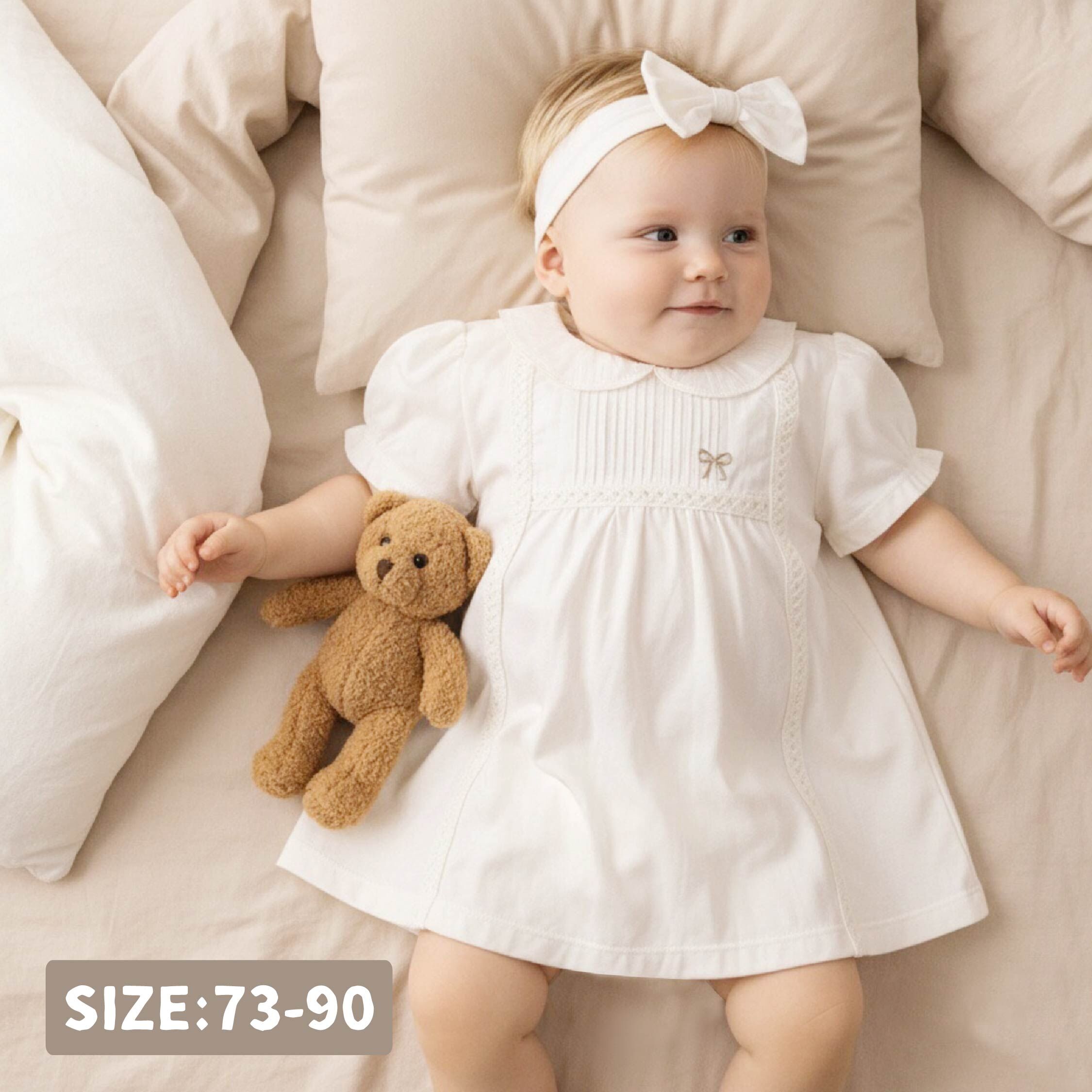 純淨系列 質感編織打褶設計洋裝(附髮帶) (T6012)