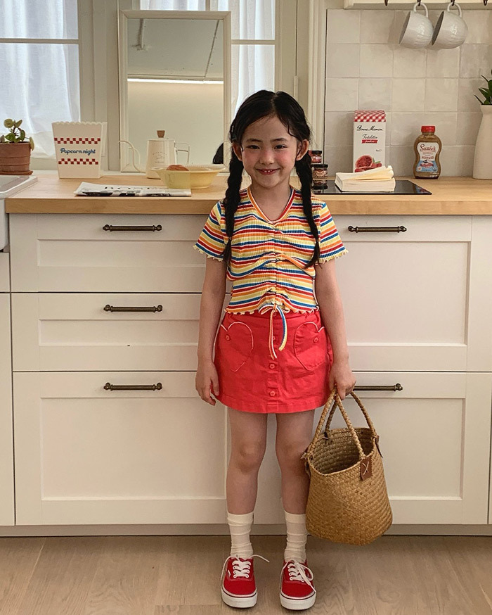 正韓夏LAGO 兩色彩虹上衣