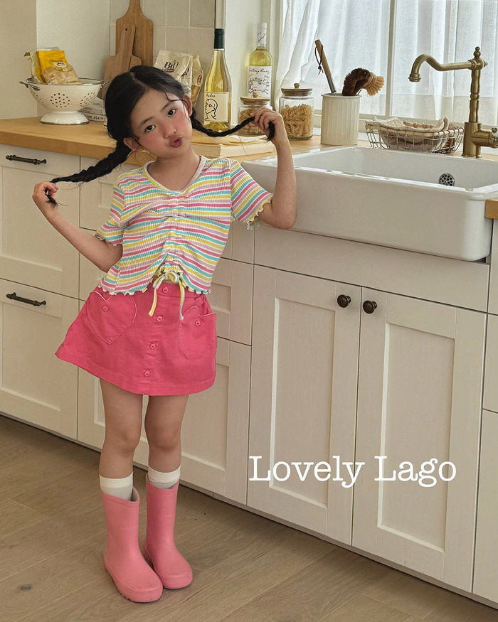 正韓夏LAGO 兩色彩虹上衣