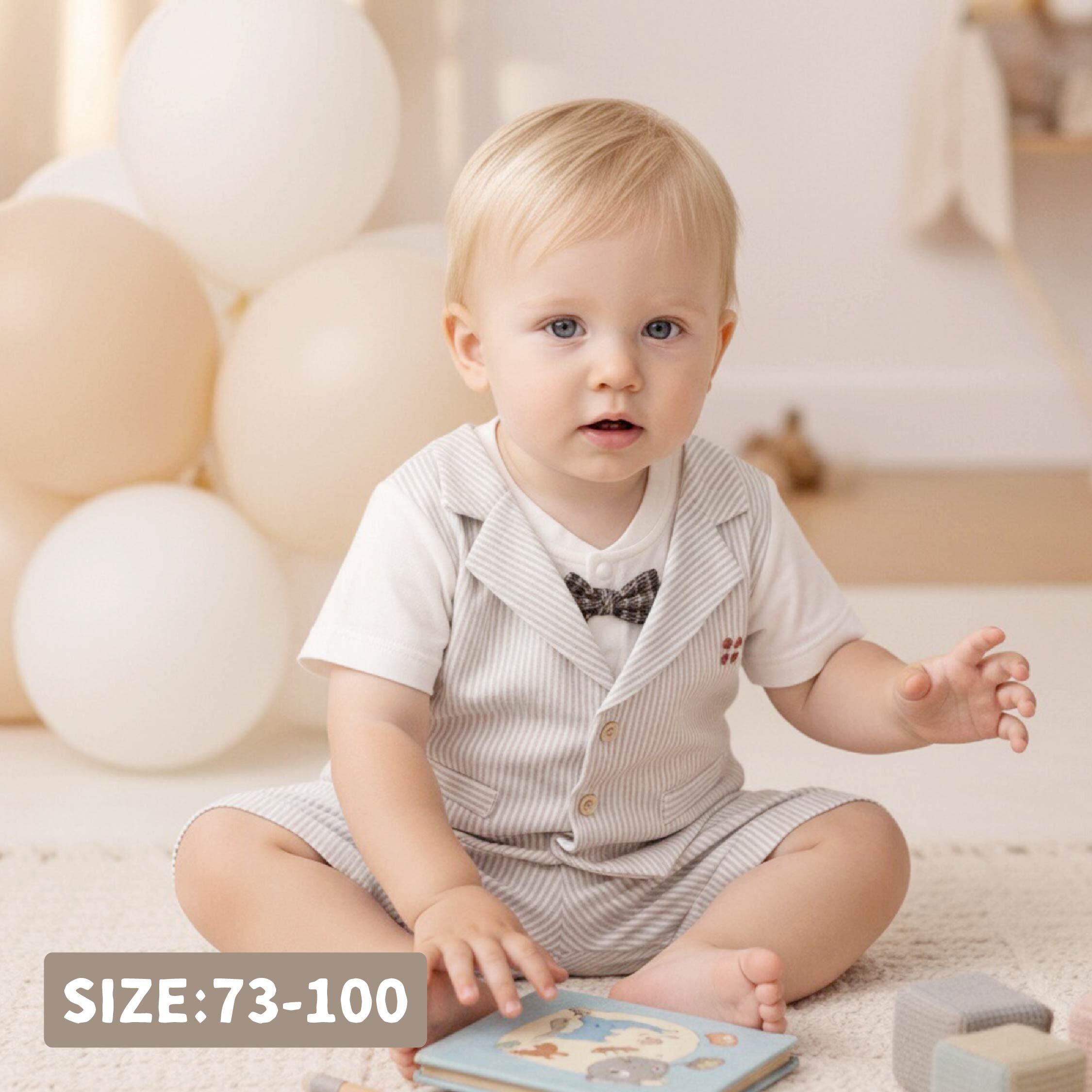 純淨系列 小紳士條紋假兩件套裝 (T6011)