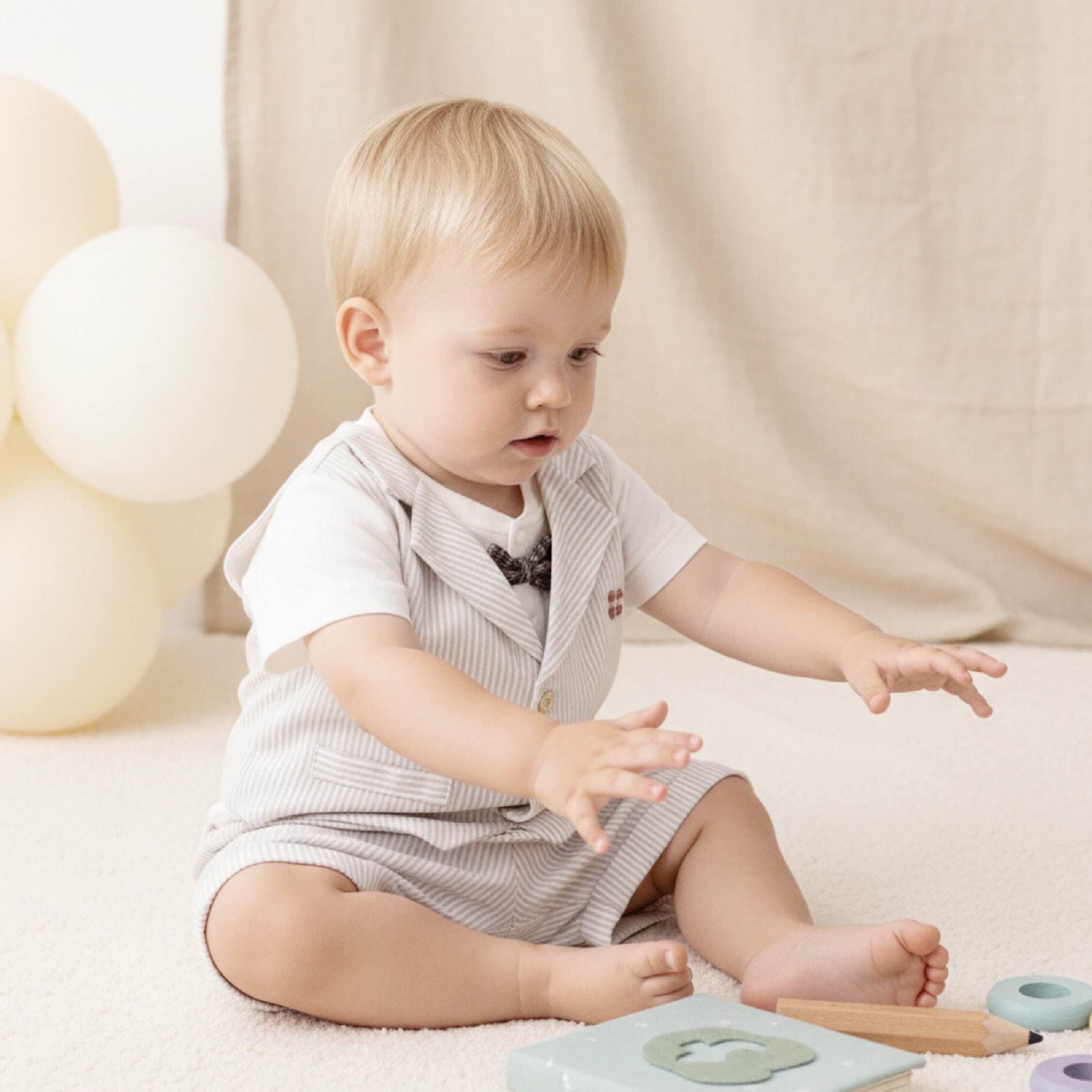 純淨系列 小紳士條紋假兩件套裝 (T6011)