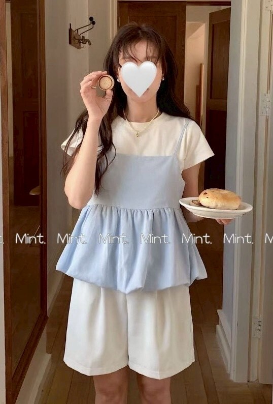 細肩雲朵泡泡棉麻背心