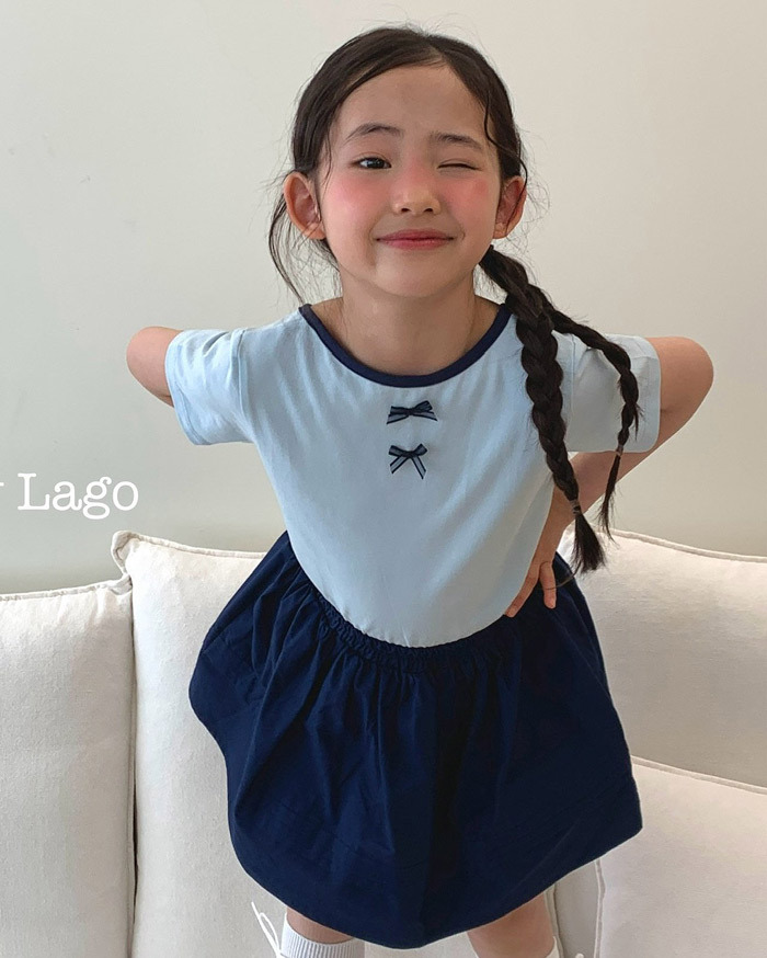 正韓夏LAGO 兩色簡單蝴蝶結上衣