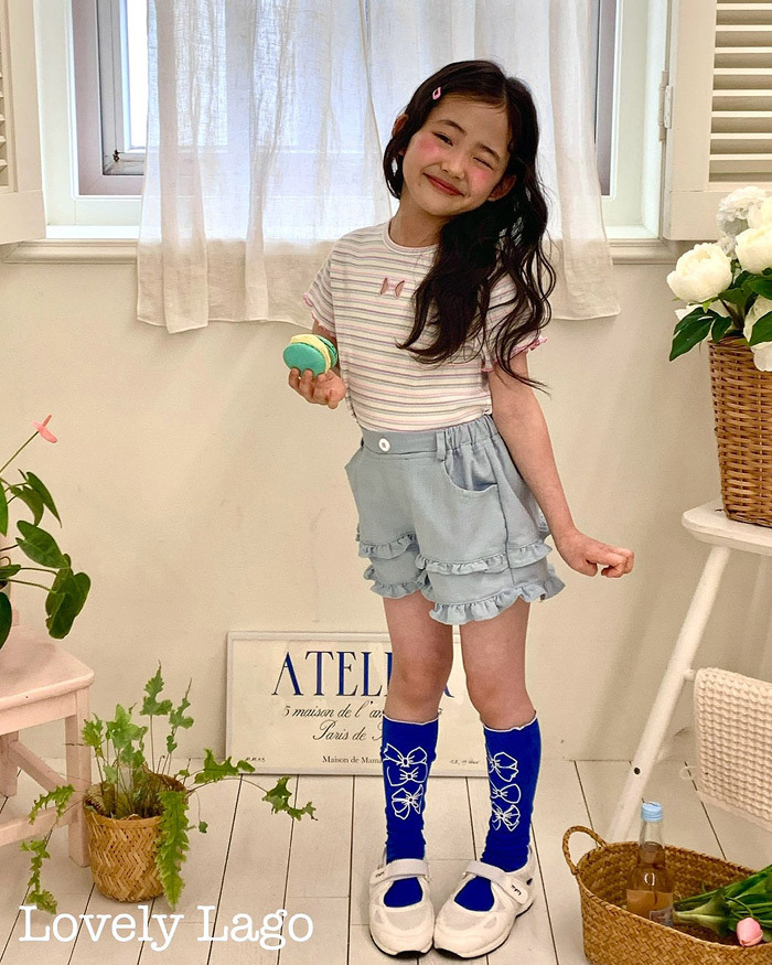 正韓夏LAGO 兩色蝴蝶結鏤空上衣