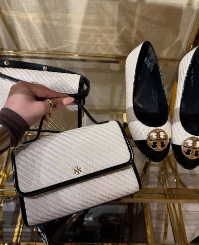 【預購】Tory Burch H041611 斜紋衍縫手提斜挎包