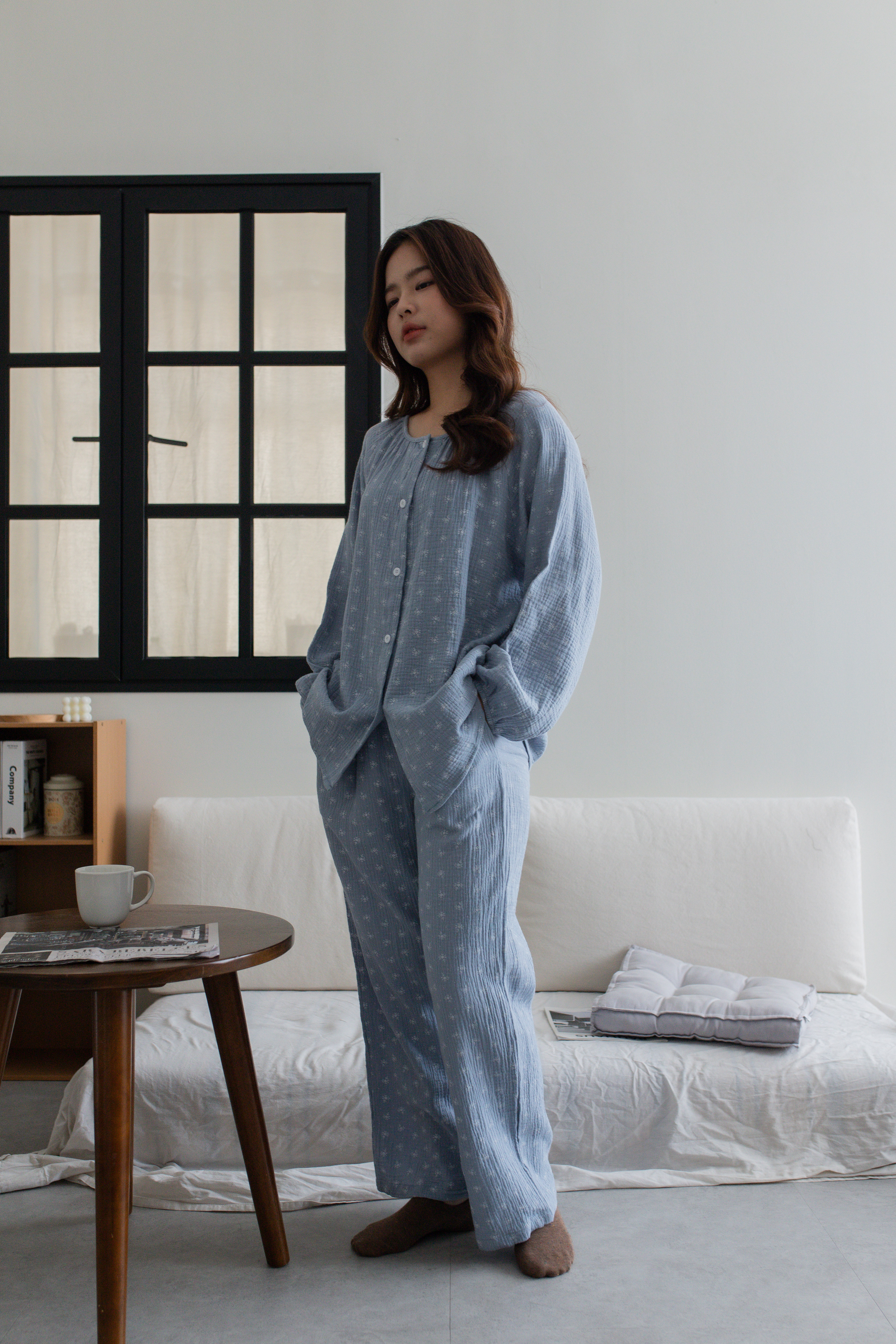 Pamelia Floral Lounge Set  Blue -2696SSBLU