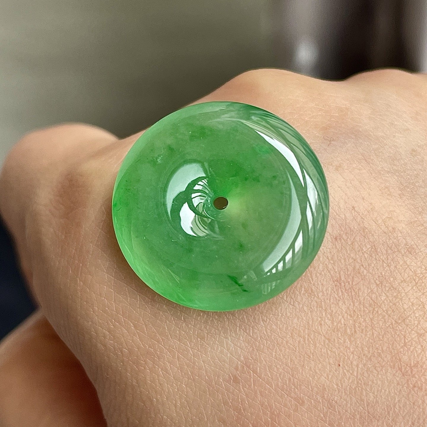 329135 翡翠冰陽綠平安扣吊墜 (22mm直徑)