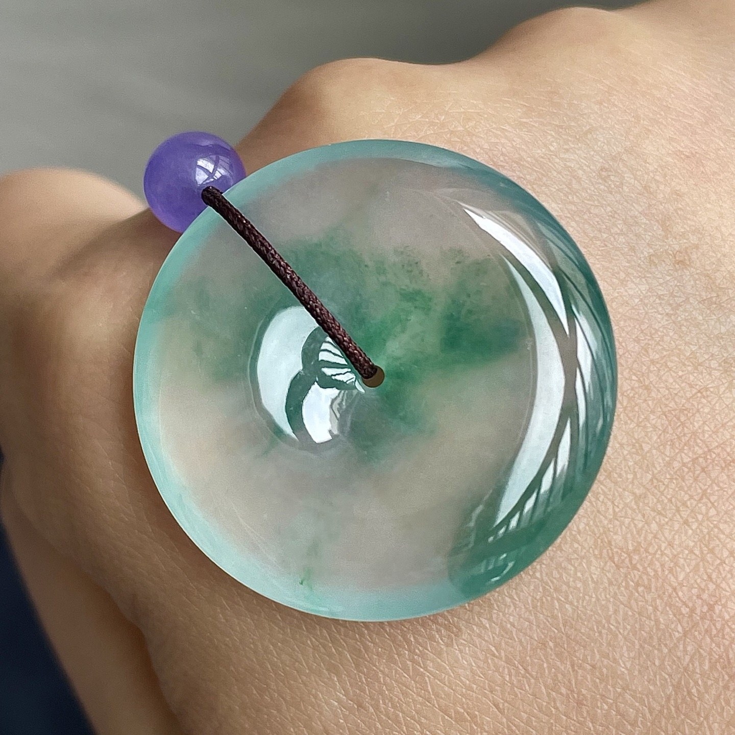 329136 翡翠高冰飄花平安扣吊墜 (28.8mm直徑)