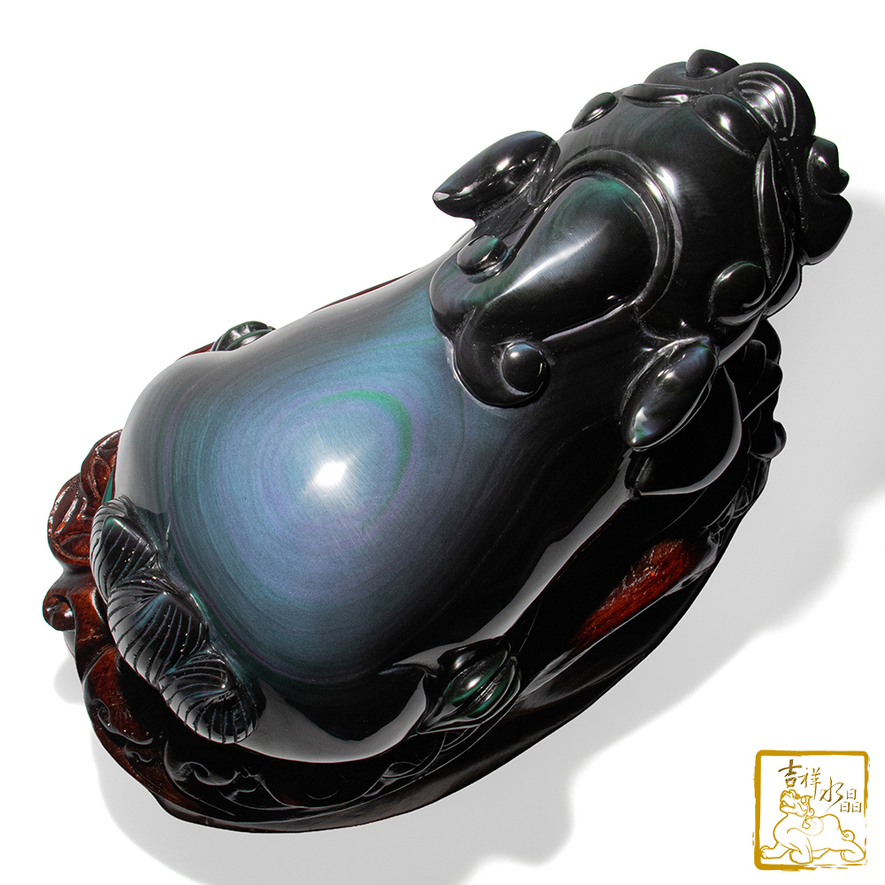 頂級彩虹黑曜石貔貅 3.75kg 納財聚福