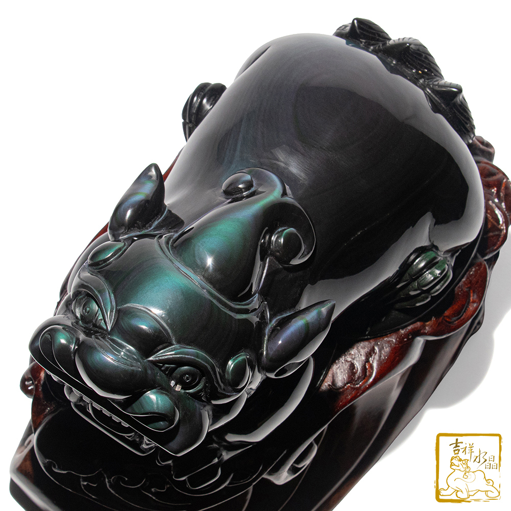 頂級彩虹黑曜石貔貅 3.75kg 納財聚福