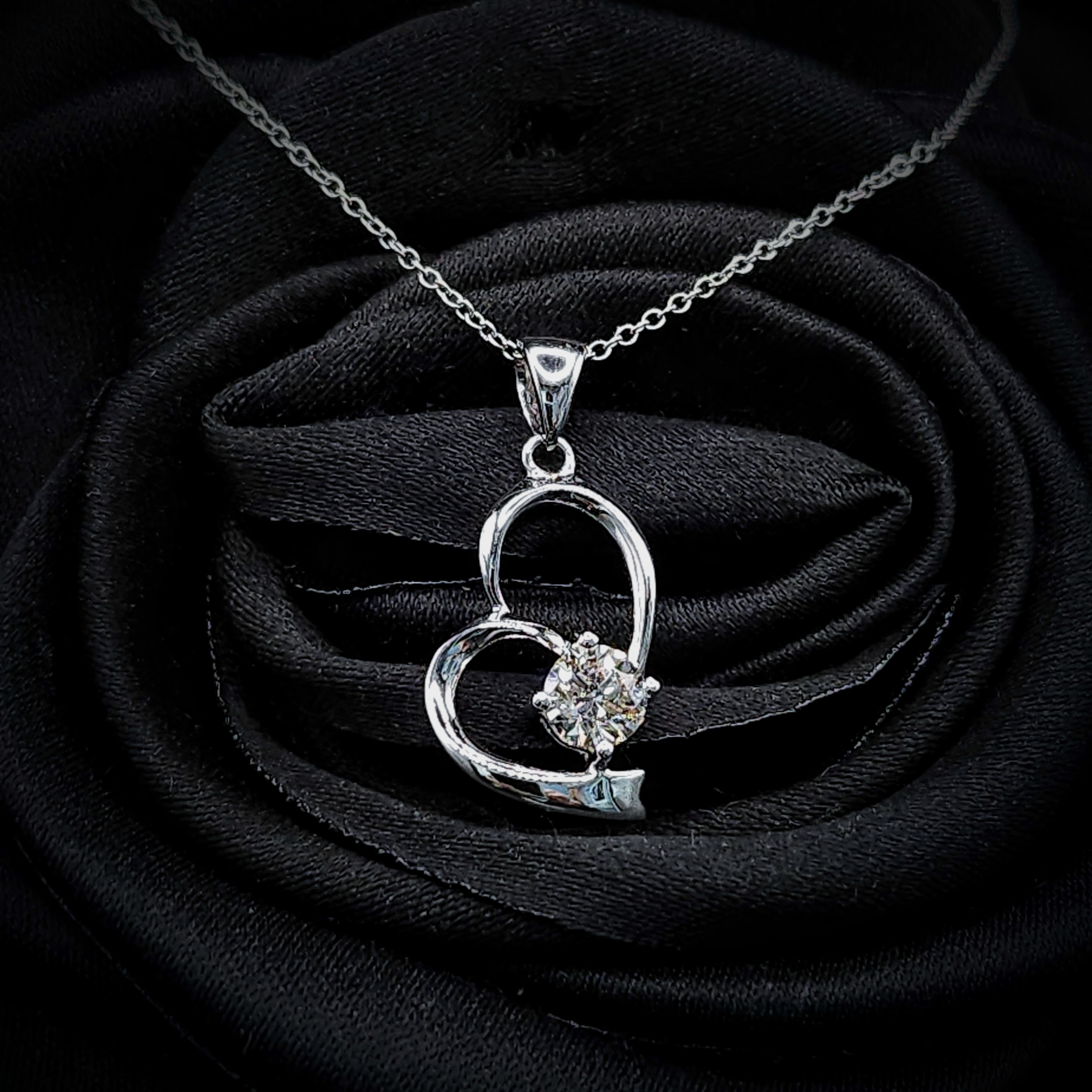 全新14K白金【單粒31份鑽石】吊墜