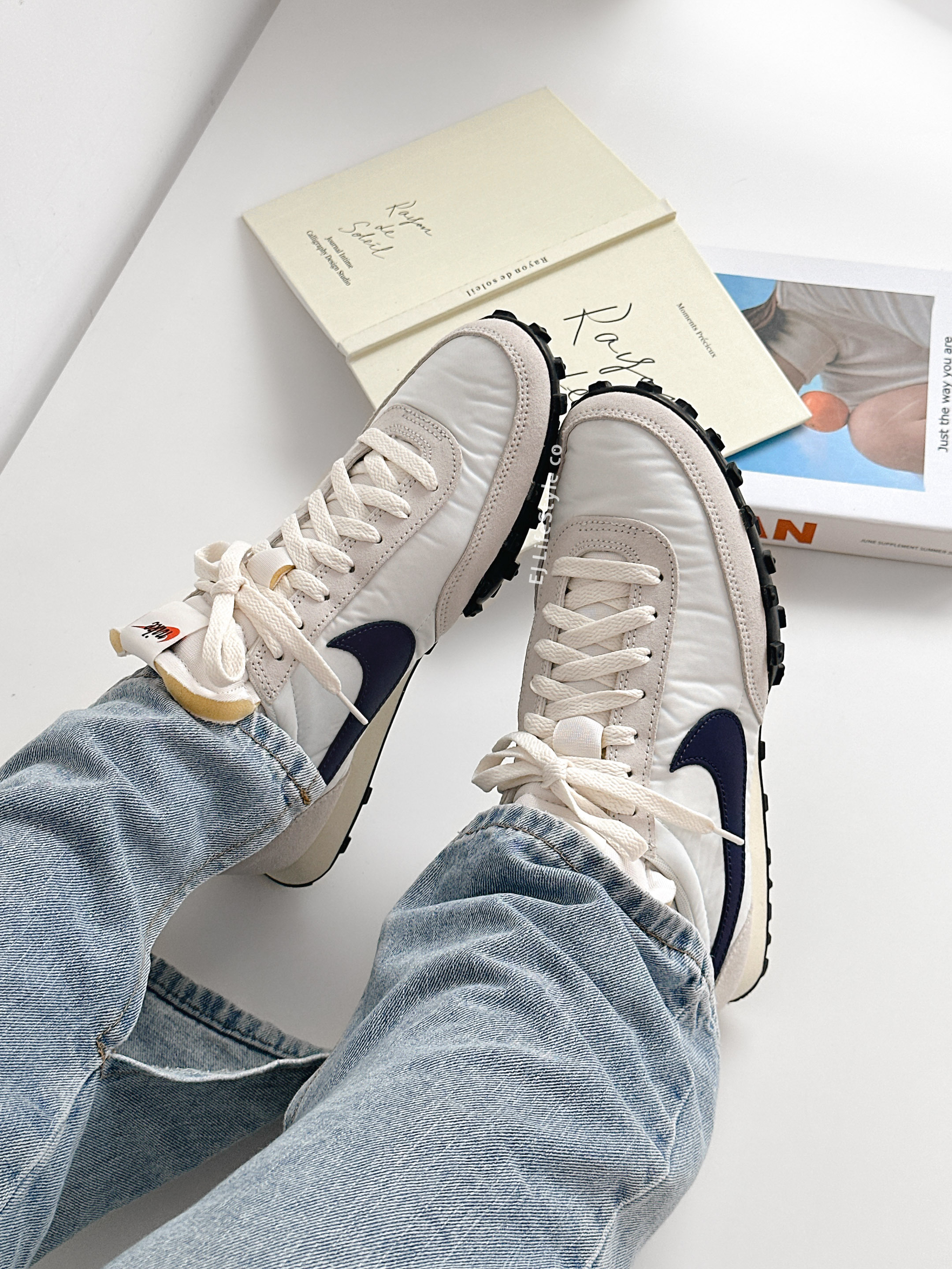 NIKE WAFFLE RACER 鬆餅格底 奶油藏藍 緩震 復古 男鞋 IM8658-100 / 預購