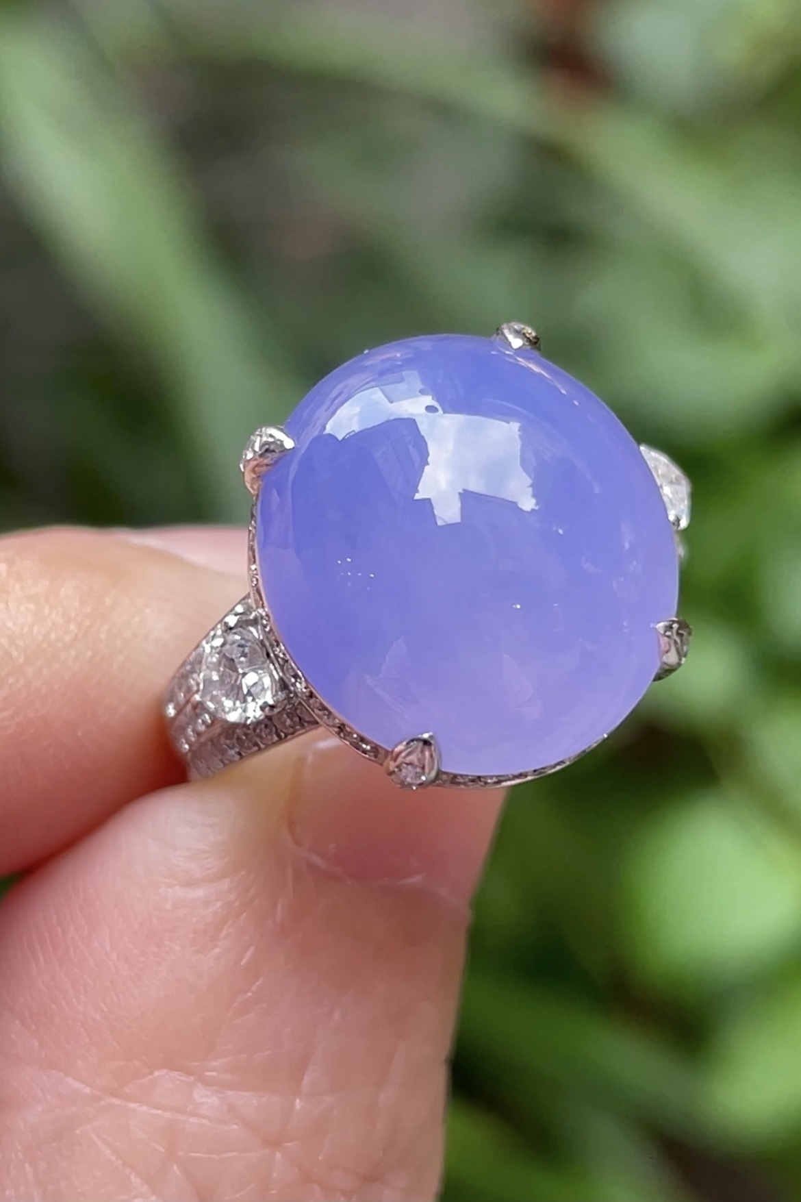 329139 翡翠冰帝王紫大蛋戒指