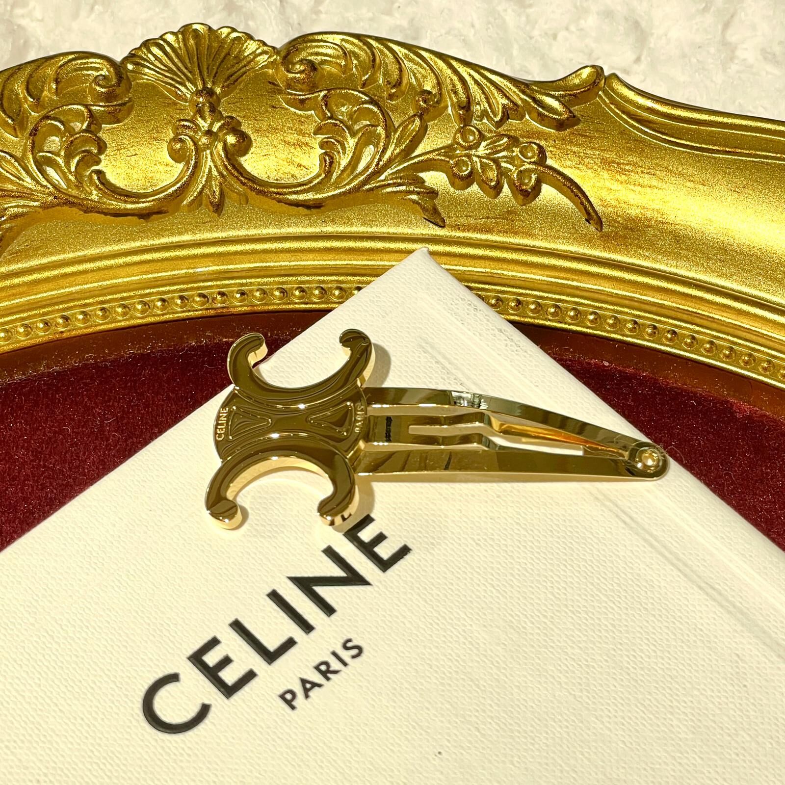 全新Celine Hair lip 金色凱旋門標誌 #賽琳髮夾 #BRAND NEW #香榭站正品