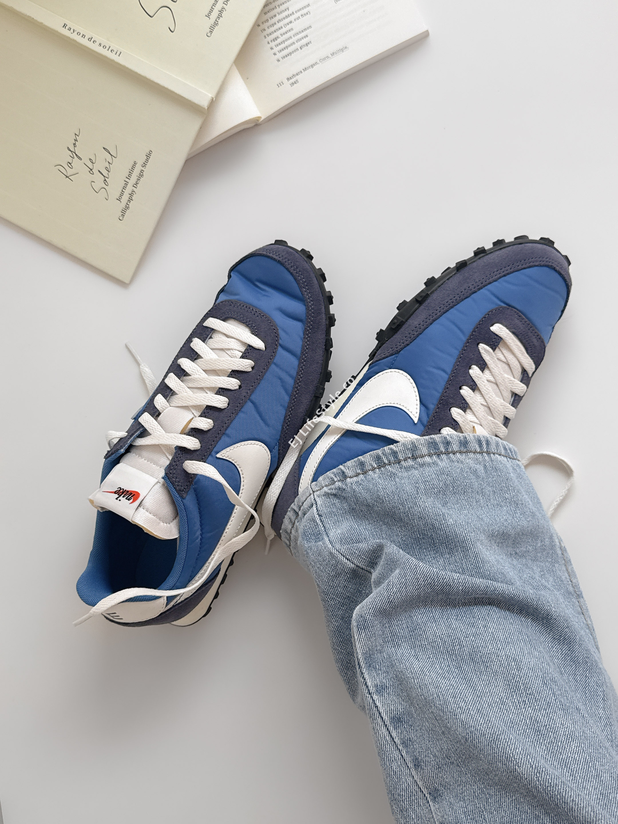 NIKE WAFFLE RACER 鬆餅格底 藍 米白 緩震 復古 男鞋 IM8658-401 / 預購