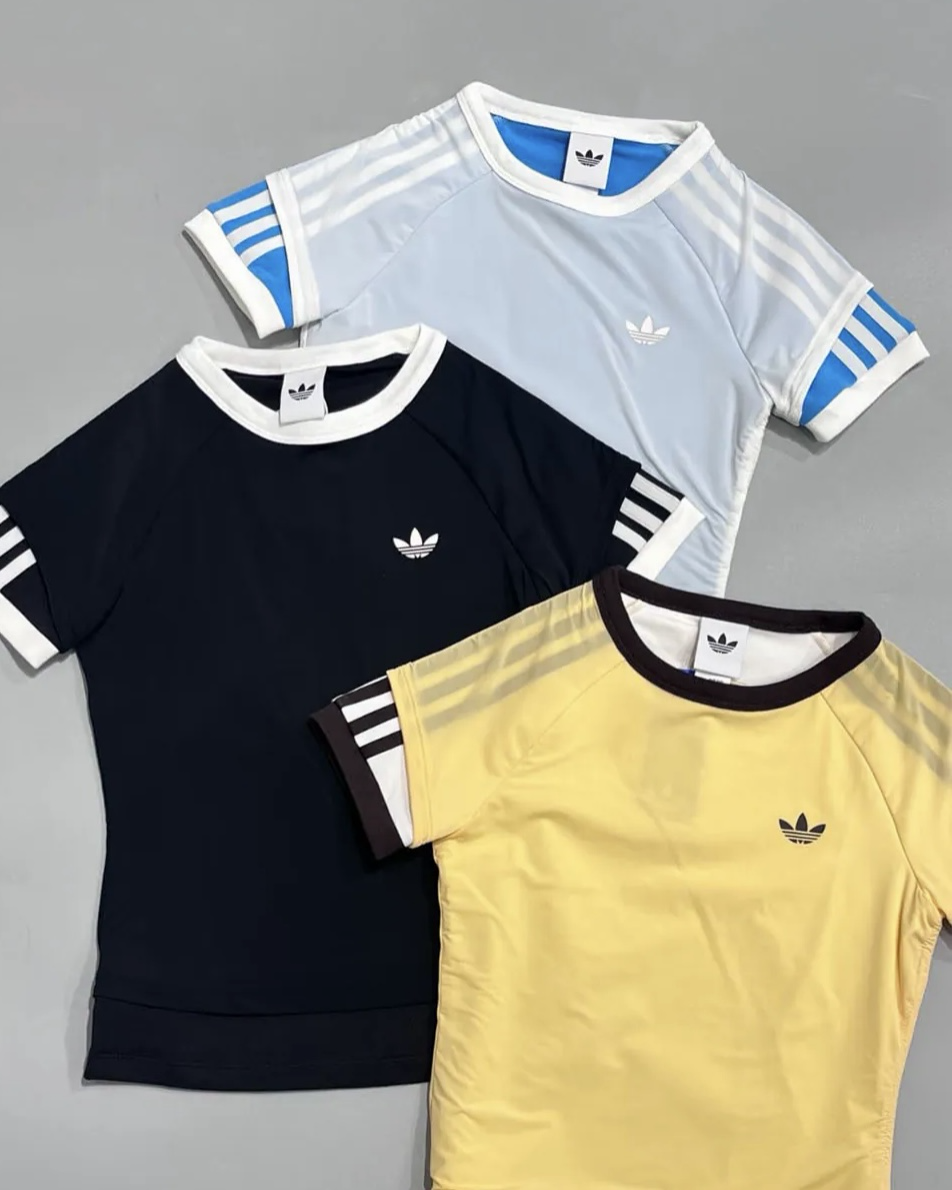<宋雨琦代言同款>ADIDAS LAYERED CALITEE 疊穿設計 短袖 上衣 抽繩 撞色 假兩件 黃白色 藍色 黑色