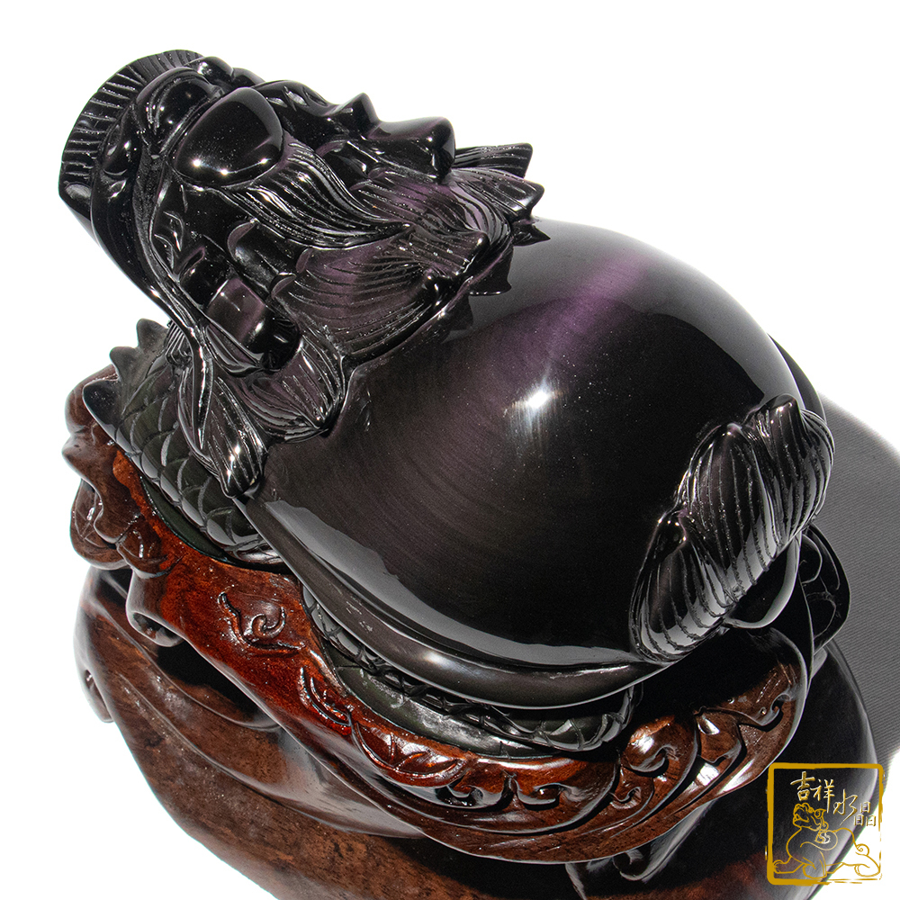 頂級彩虹黑曜石龍龜 2.48kg 鎮宅化煞