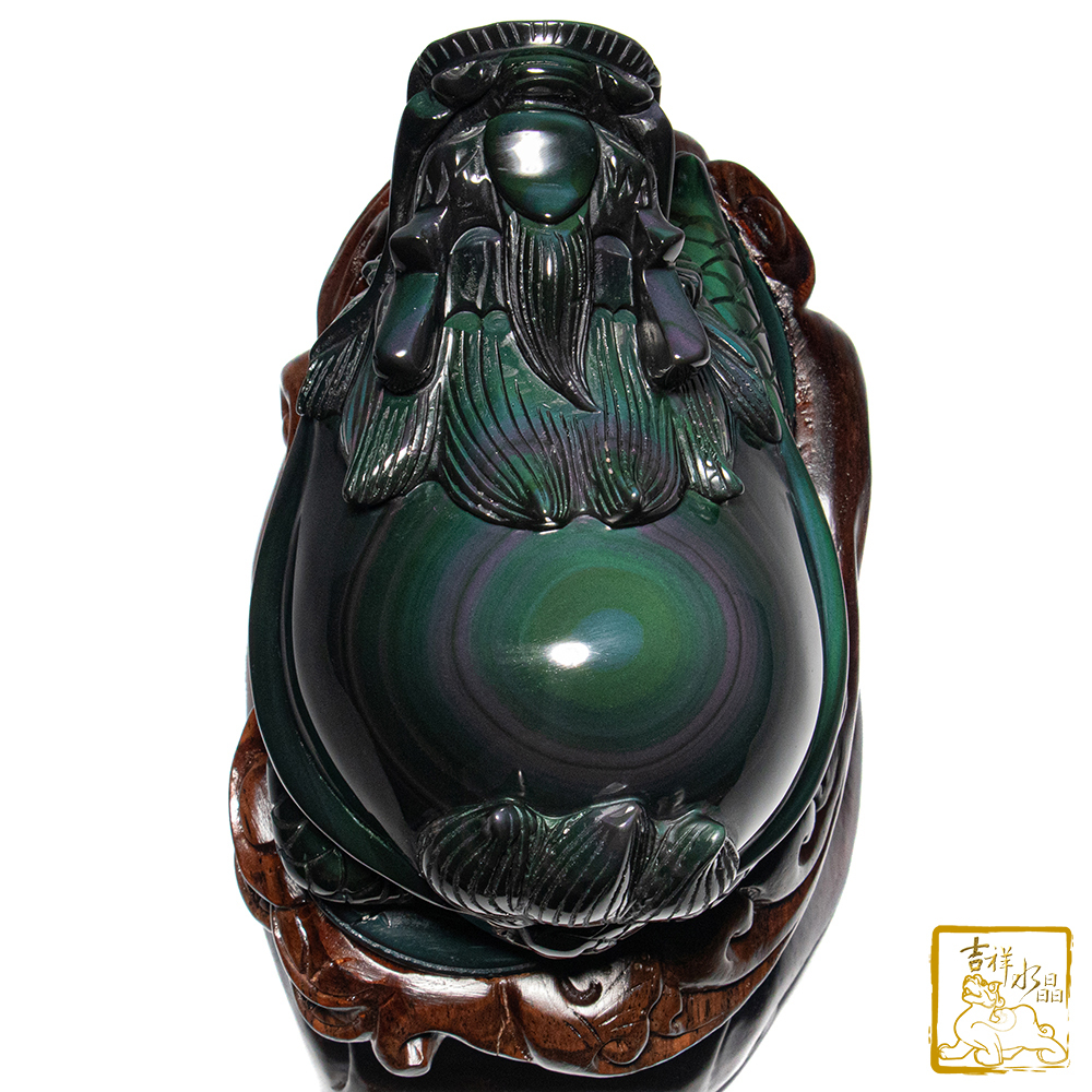 頂級彩虹黑曜石龍龜 1.52kg 鎮宅化煞