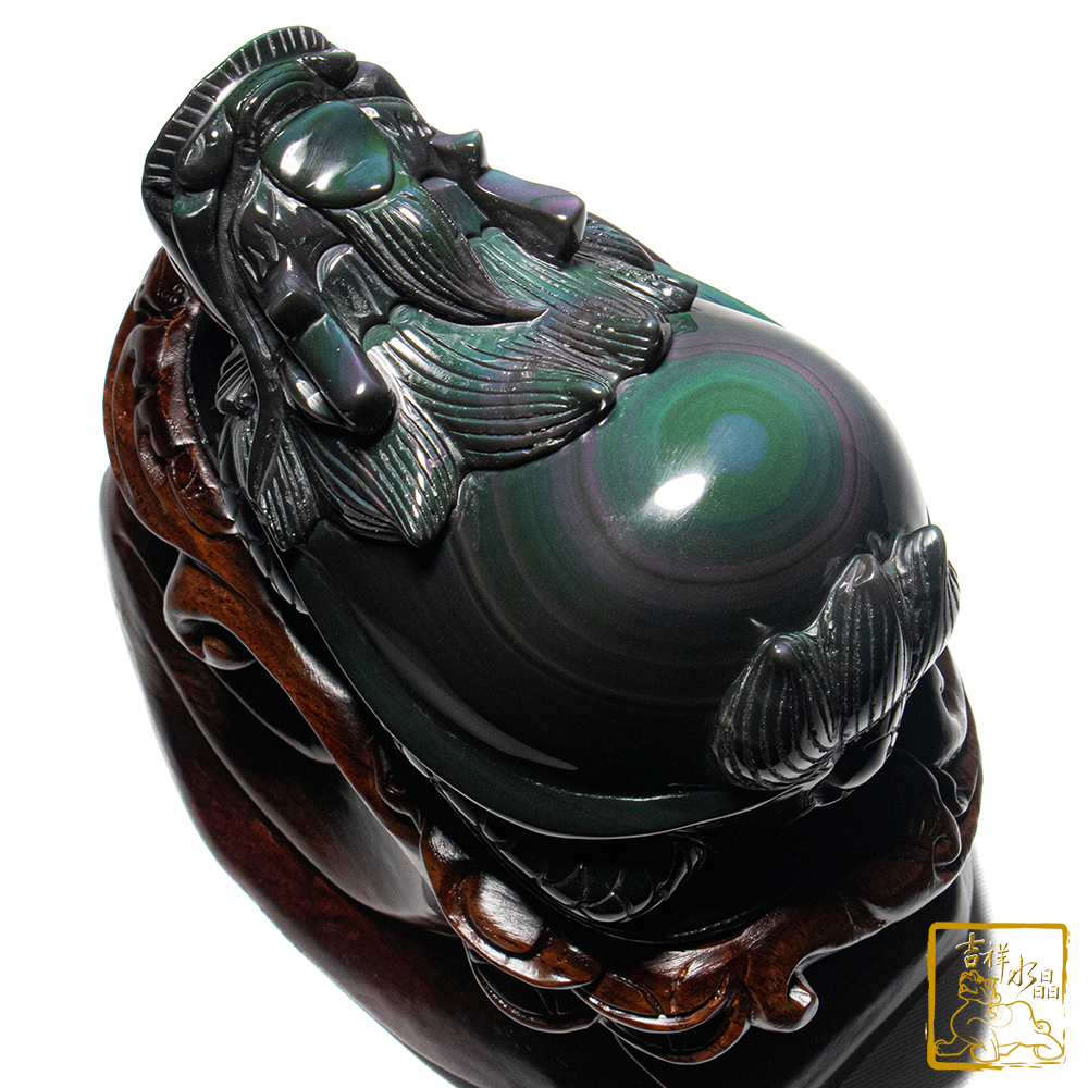 頂級彩虹黑曜石龍龜 1.52kg 鎮宅化煞