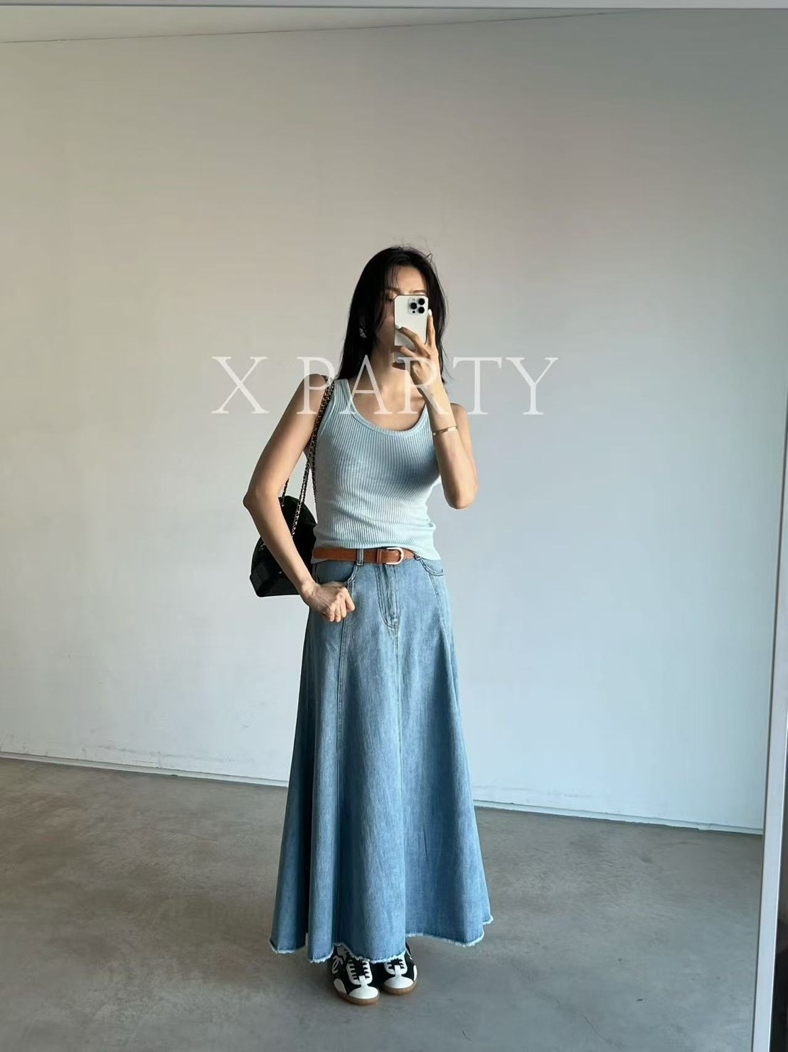 不收邊牛仔長裙(不含腰帶)