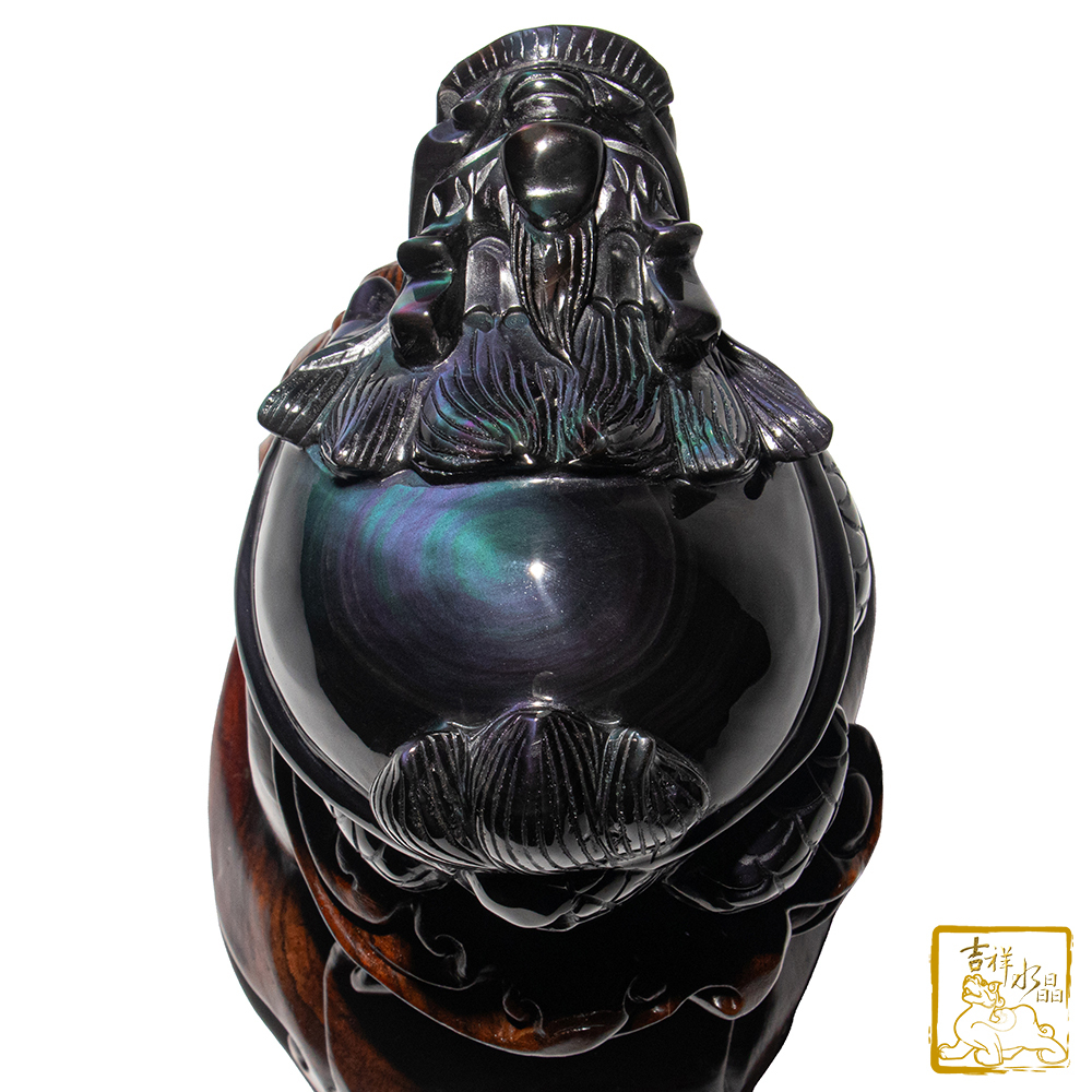 頂級彩虹黑曜石龍龜 1.33kg 擋煞防小人