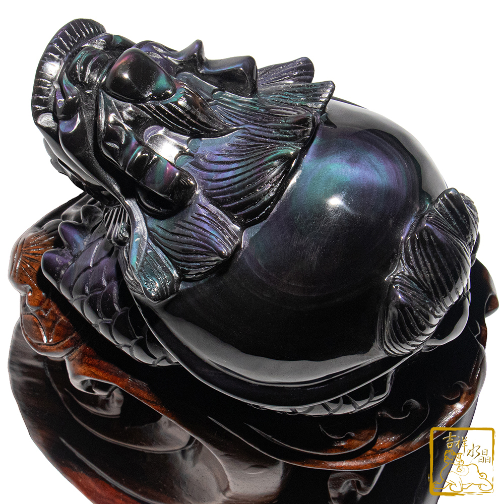 頂級彩虹黑曜石龍龜 1.33kg 擋煞防小人