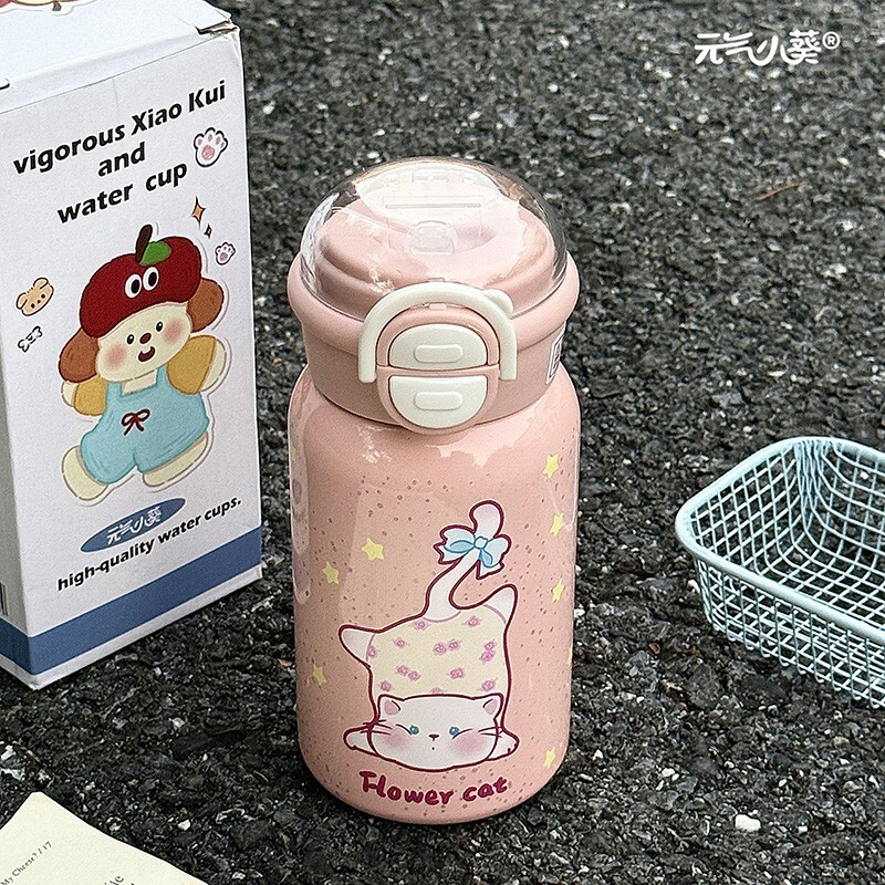 500ML Planet Upside-Down Floral Cat 316 Stainless Steel Thermos