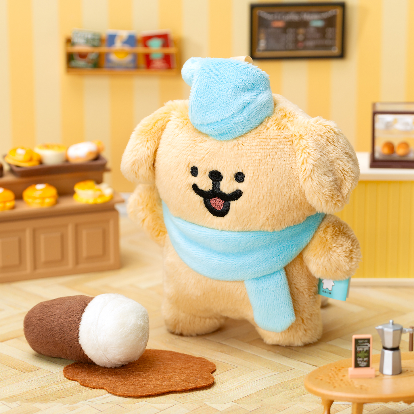 線條小狗拿鐵系列絨毛吊飾 [共2款可選擇]