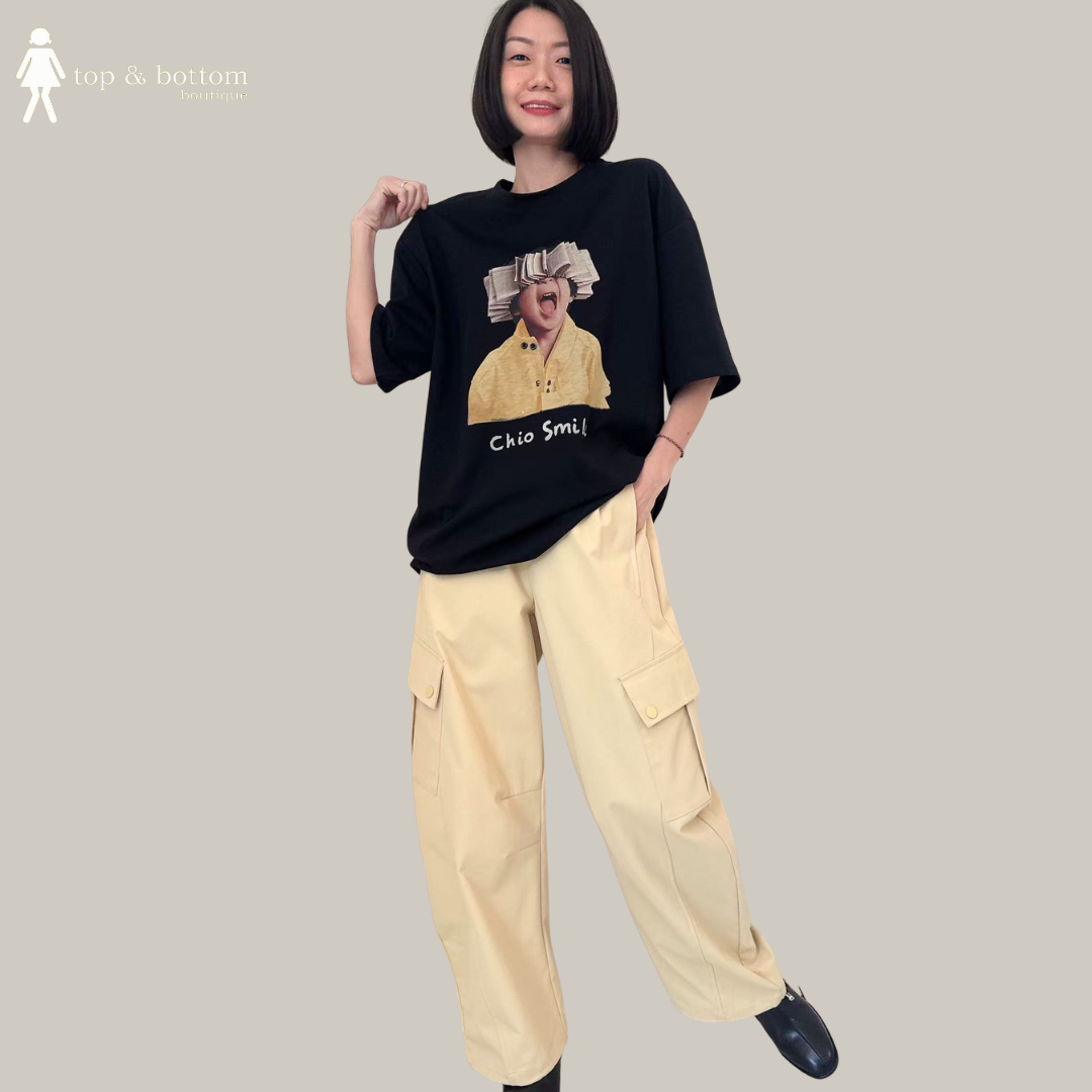 SHORT SLEEVE BOY & BOOK PRINTED LONG TEE