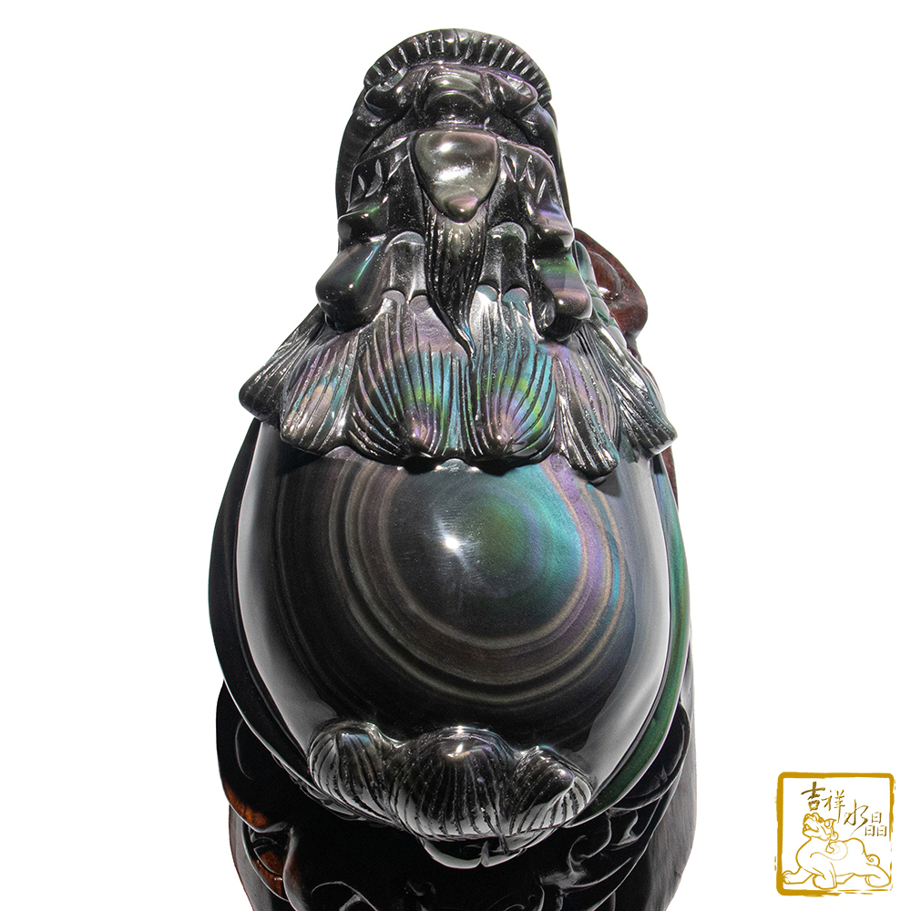 頂級彩虹黑曜石龍龜 1.28kg 擋煞防小人